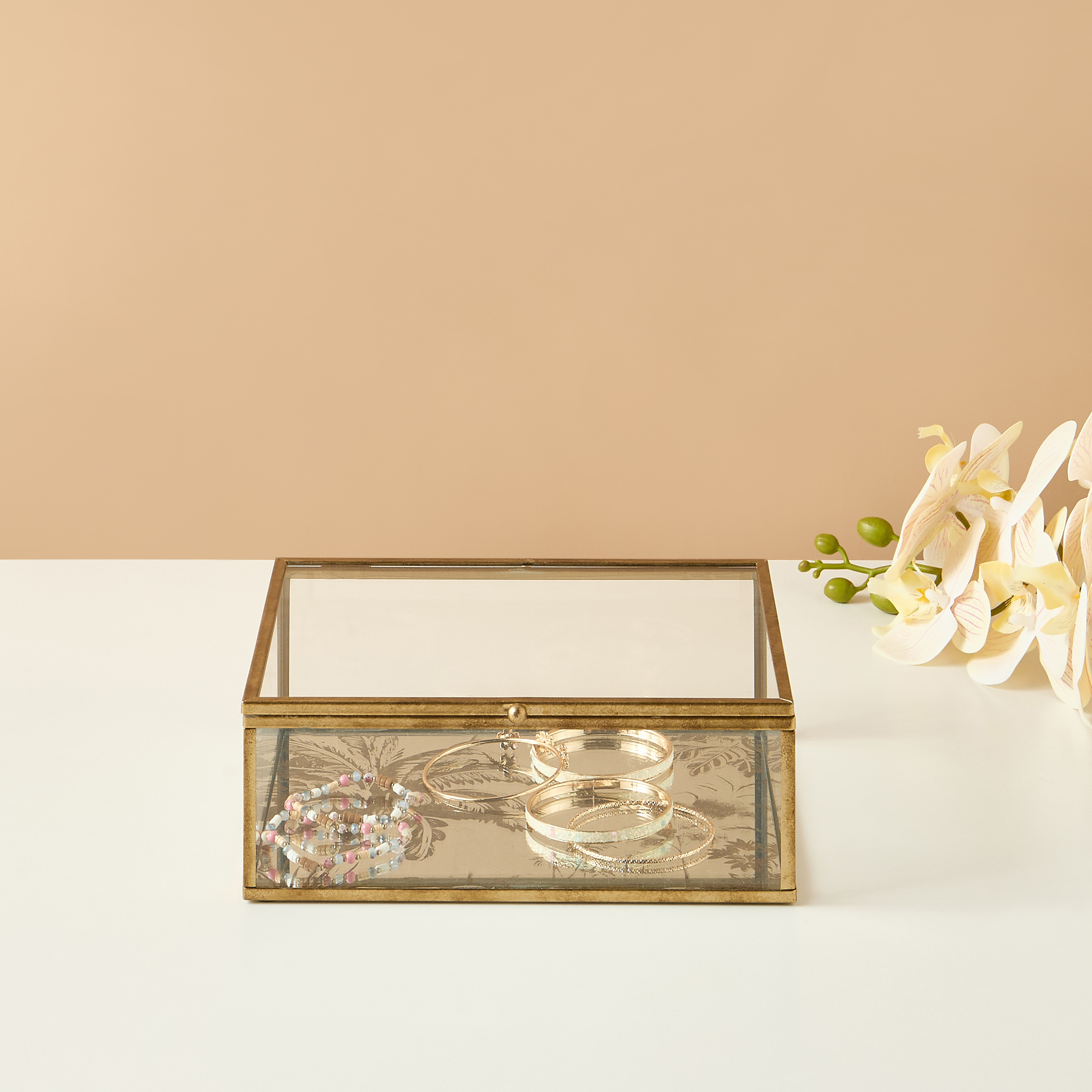 Palm Decorative Glass Box-household-decor-decorativeobjectsandsculptures-image-1