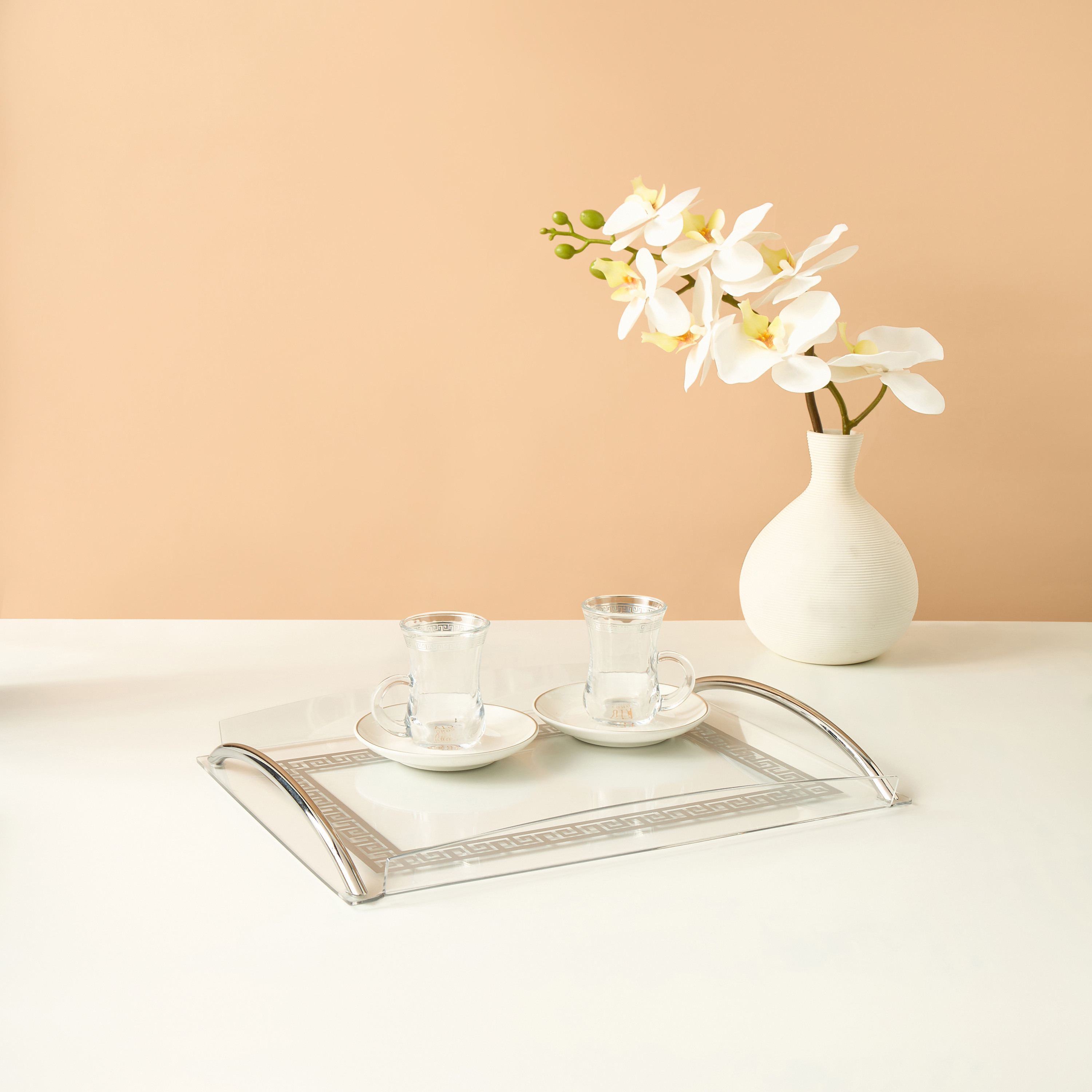 Gia Como Acrylic Tray With Metal Handle-household-decor-boxesandtrays-image-1