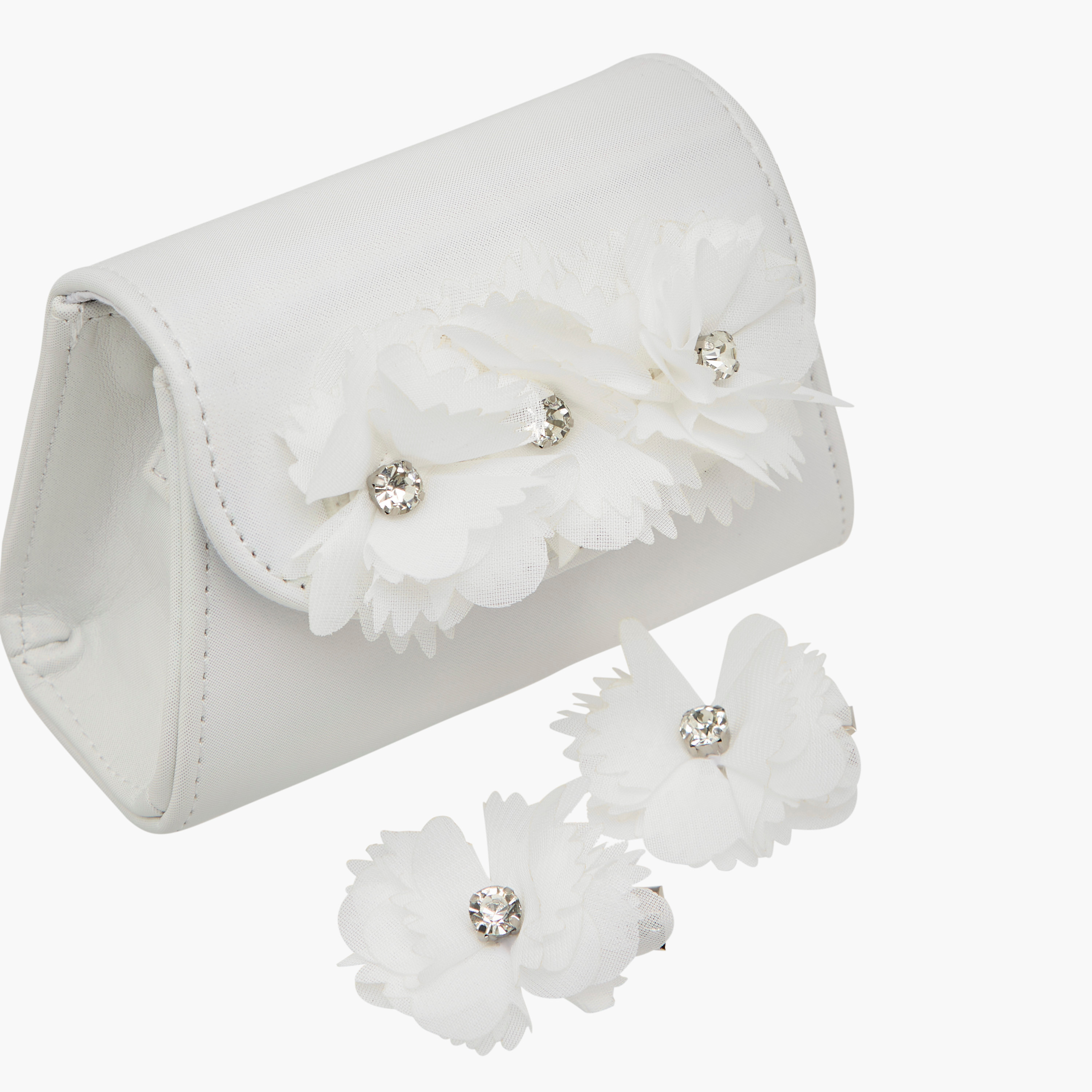 شنطة كروس بودي بزينة أزهار مع دبابيس شعر من ليتل ميسي-girls-accessories-bags-image-6