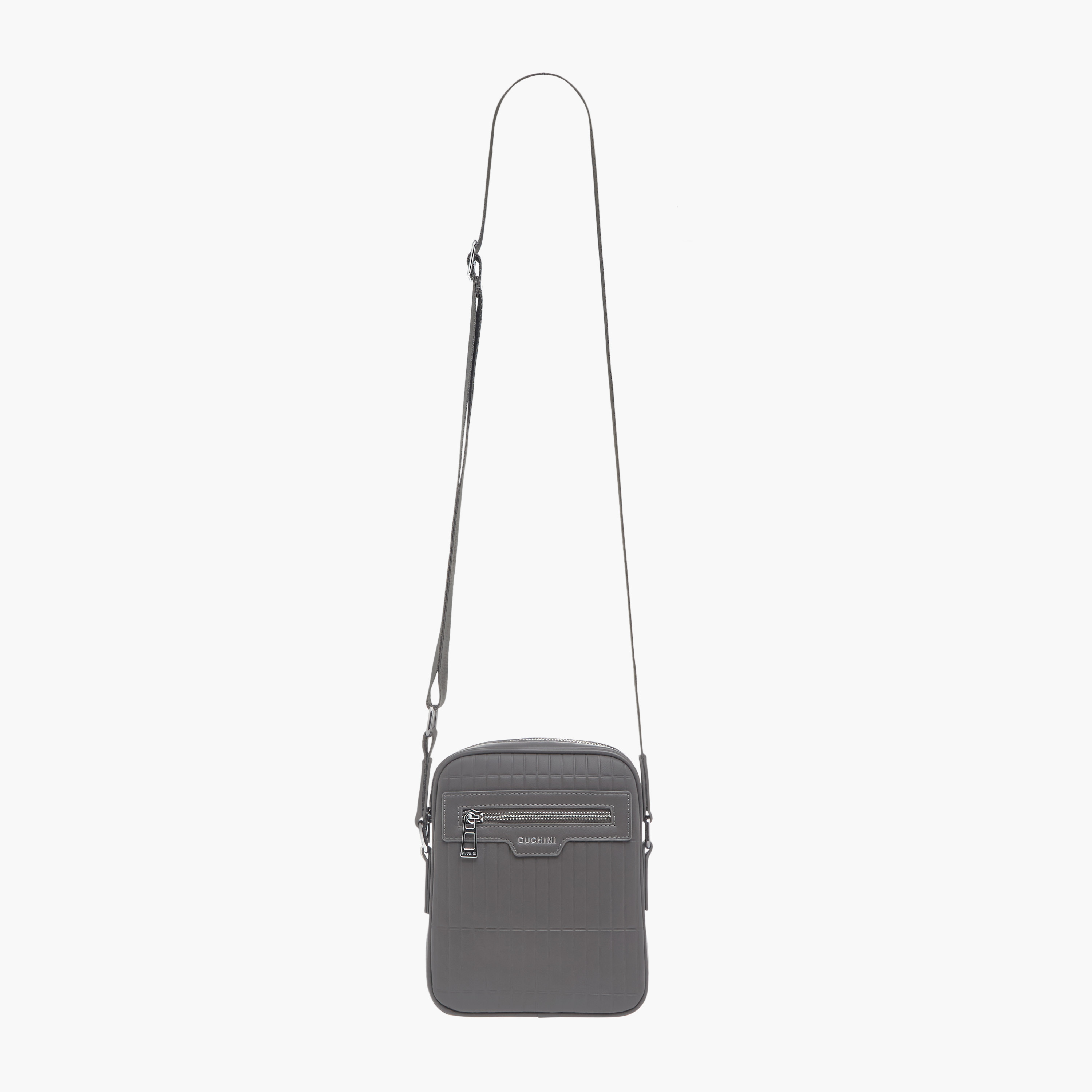 Duchini Textured Crossbody Bag with Zip Closure and Adjustable Strap-men-bags-image-2