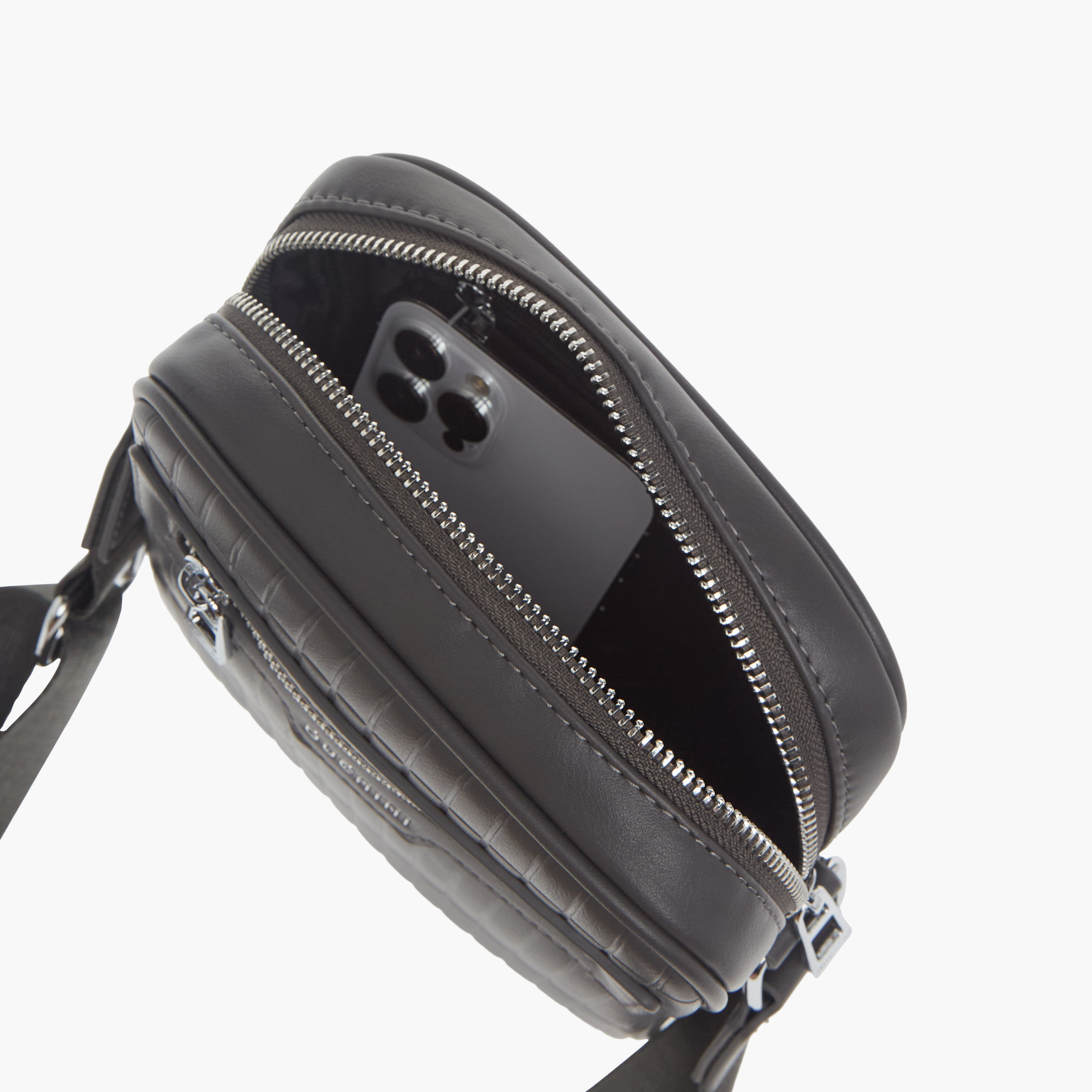 Duchini Textured Crossbody Bag with Zip Closure and Adjustable Strap-men-bags-image-7