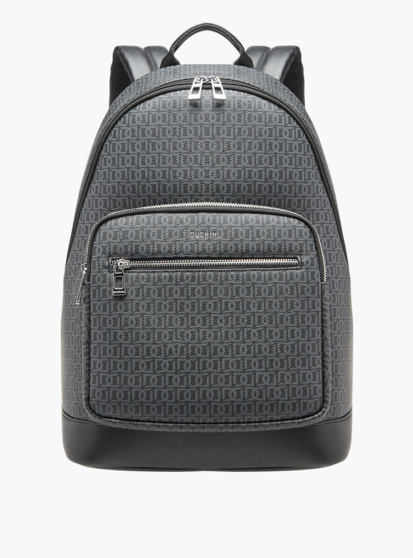 شنطة ظهر بطبعات مونوجرام بسحاب إغلاق وقسم للابتوب من دوتشيني - 31x43x17 سم-women-bagsandwallets-backpacks-image-1