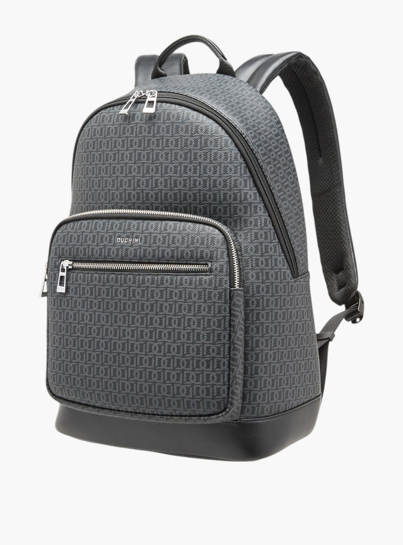 شنطة ظهر بطبعات مونوجرام بسحاب إغلاق وقسم للابتوب من دوتشيني - 31x43x17 سم-women-bagsandwallets-backpacks-image-3