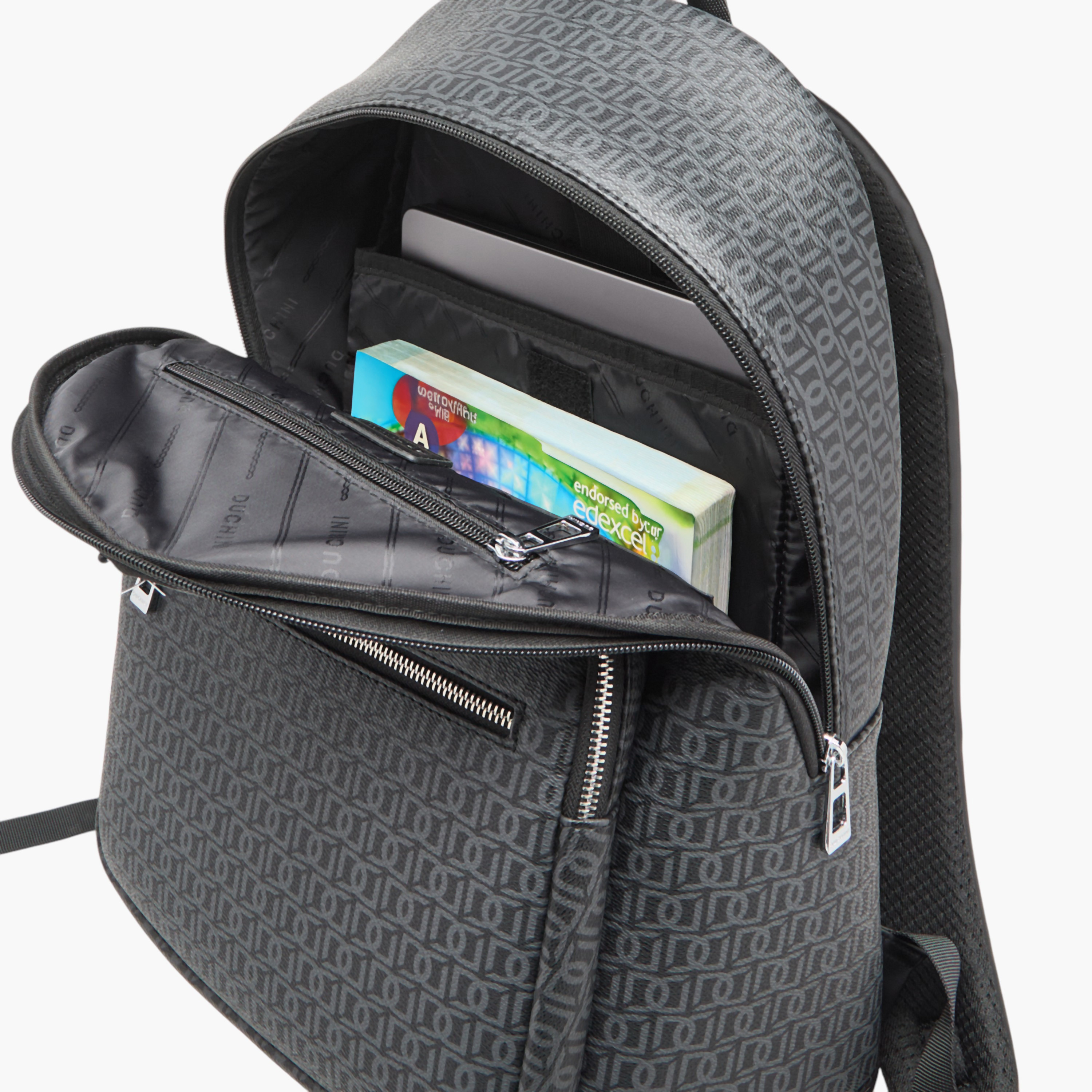 شنطة ظهر بطبعات مونوجرام بسحاب إغلاق وقسم للابتوب من دوتشيني - 31x43x17 سم-women-bagsandwallets-backpacks-image-7