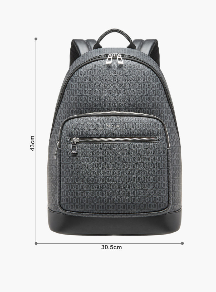 شنطة ظهر بطبعات مونوجرام بسحاب إغلاق وقسم للابتوب من دوتشيني - 31x43x17 سم-women-bagsandwallets-backpacks-image-2