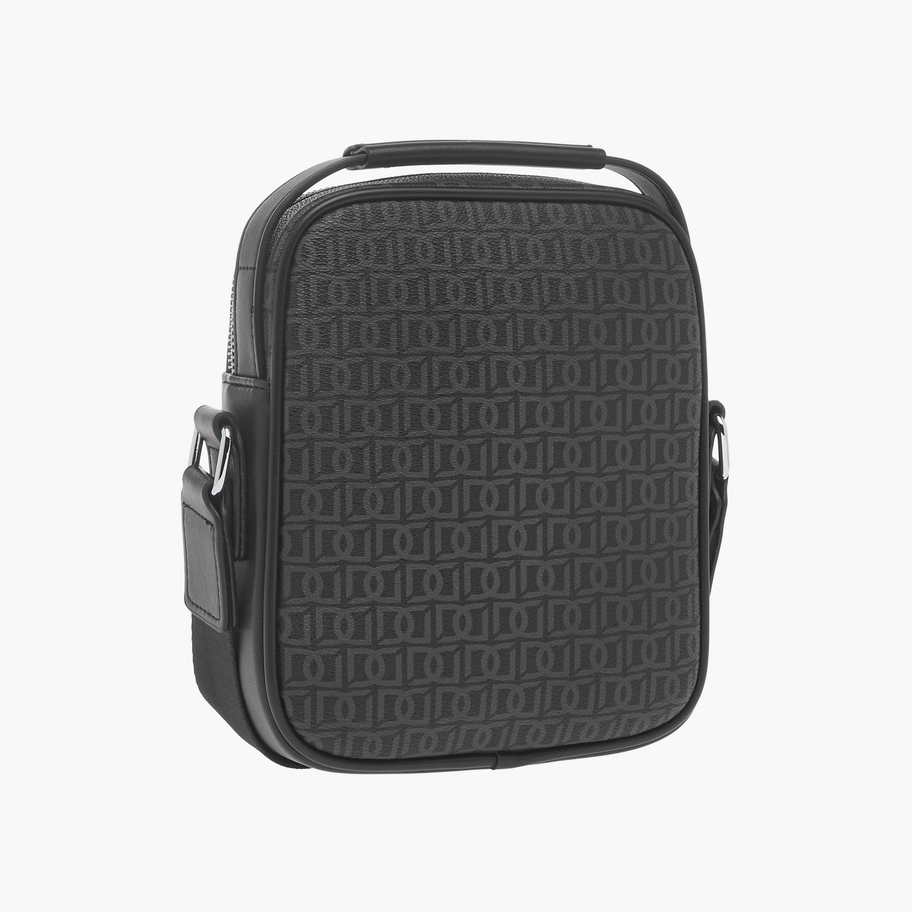 Duchini Monogram Print Crossbody Bag with Zip Closure and Adjustable Strap-men-bags-image-3