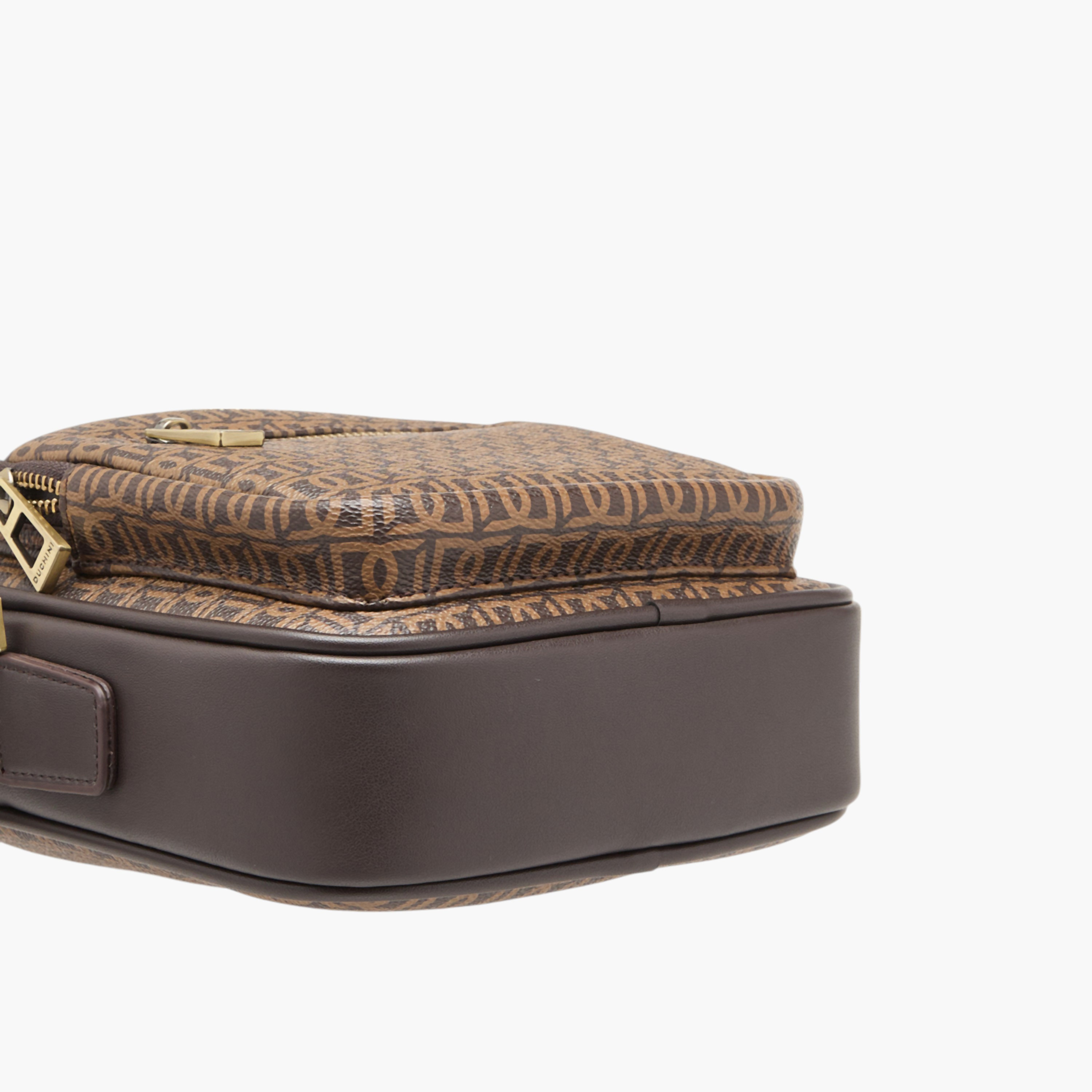 Duchini Monogram Print Crossbody Bag with Zip Closure and Adjustable Strap-men-bags-image-5