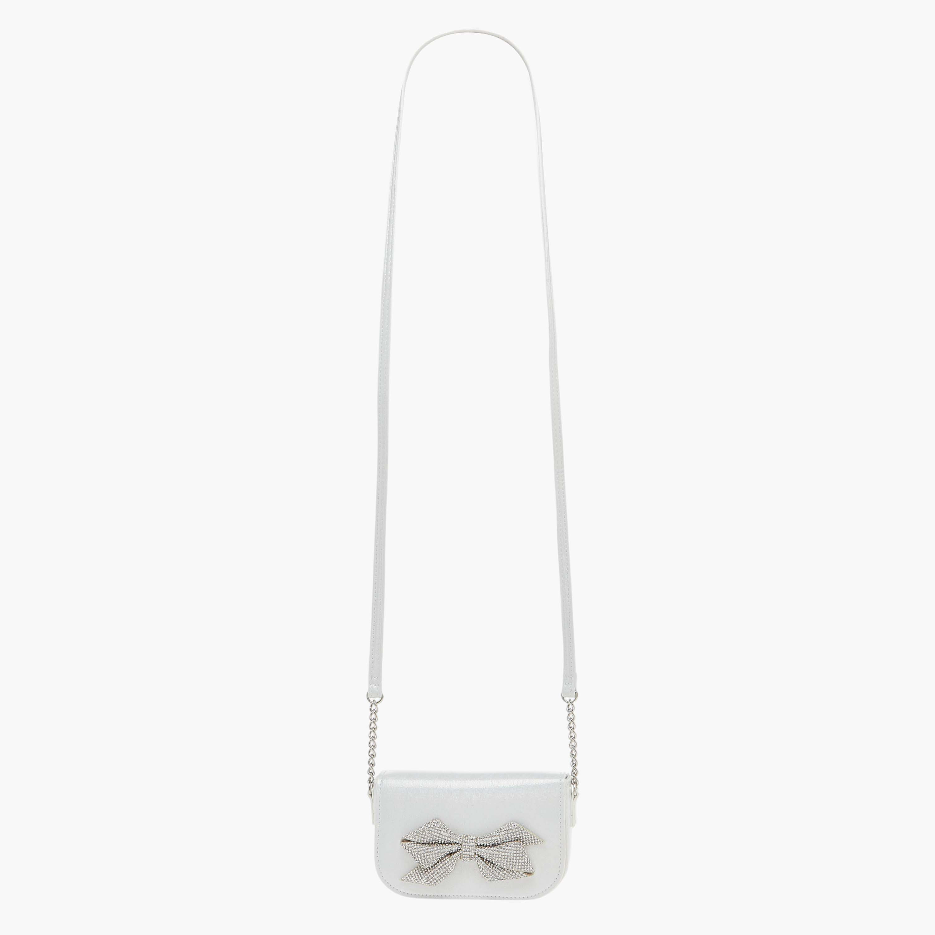 Celeste Bow Embellished Crossbody Bag with Chain Detail Strap and Flap Closure-girls-accessories-bags-image-2