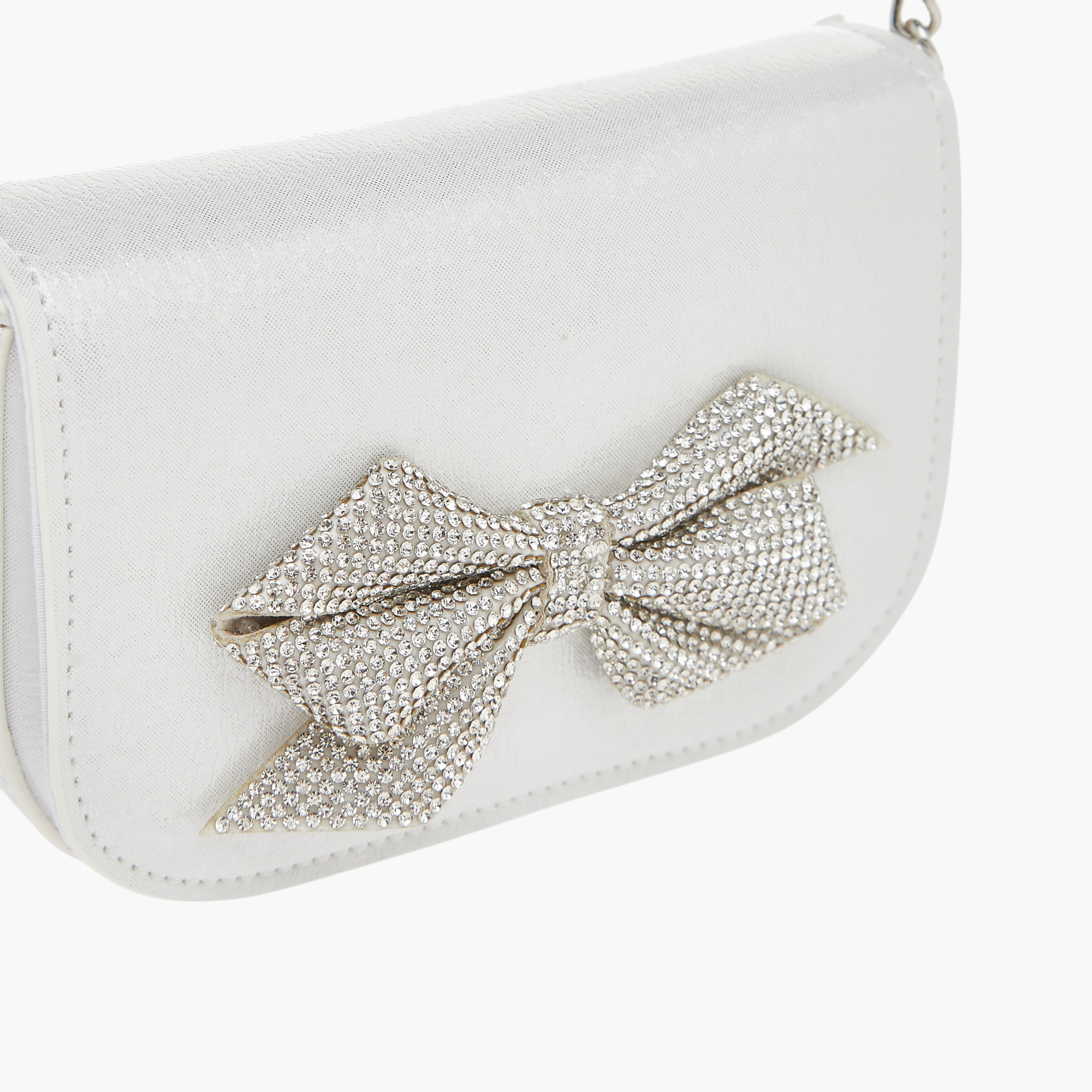 Celeste Bow Embellished Crossbody Bag with Chain Detail Strap and Flap Closure-girls-accessories-bags-image-4