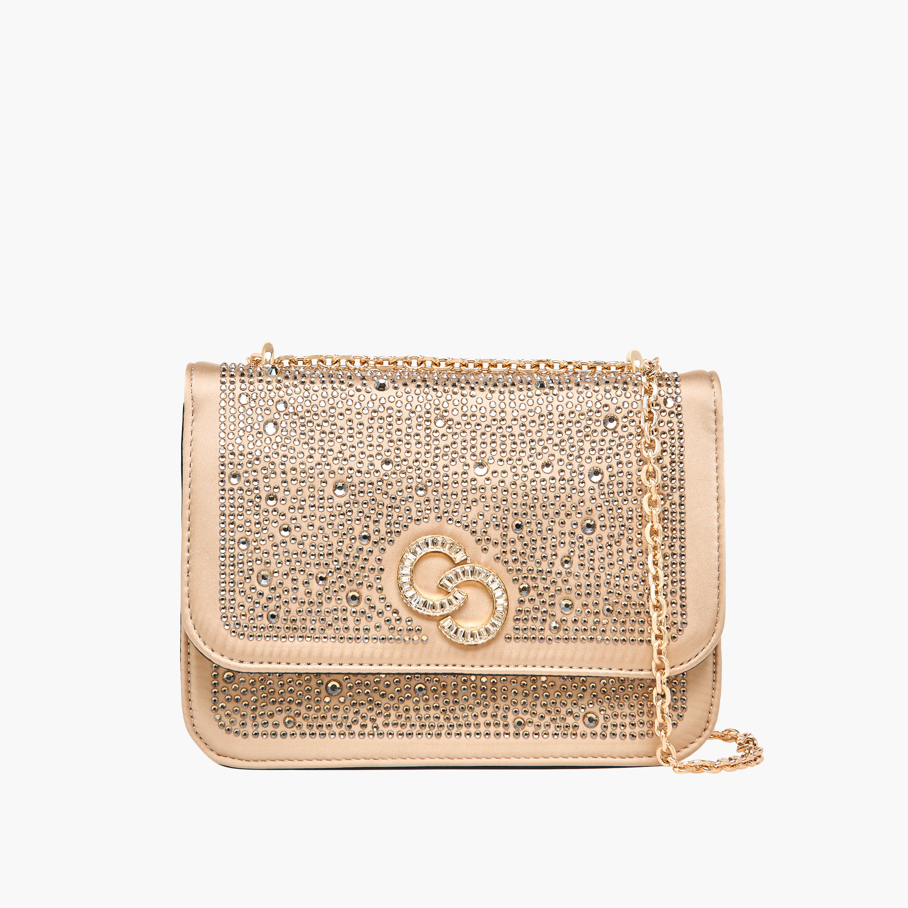 Celeste Rhinestone Embellished Crossbody Bag with Chain Strap-women-bagsandwallets-handbags-image-1