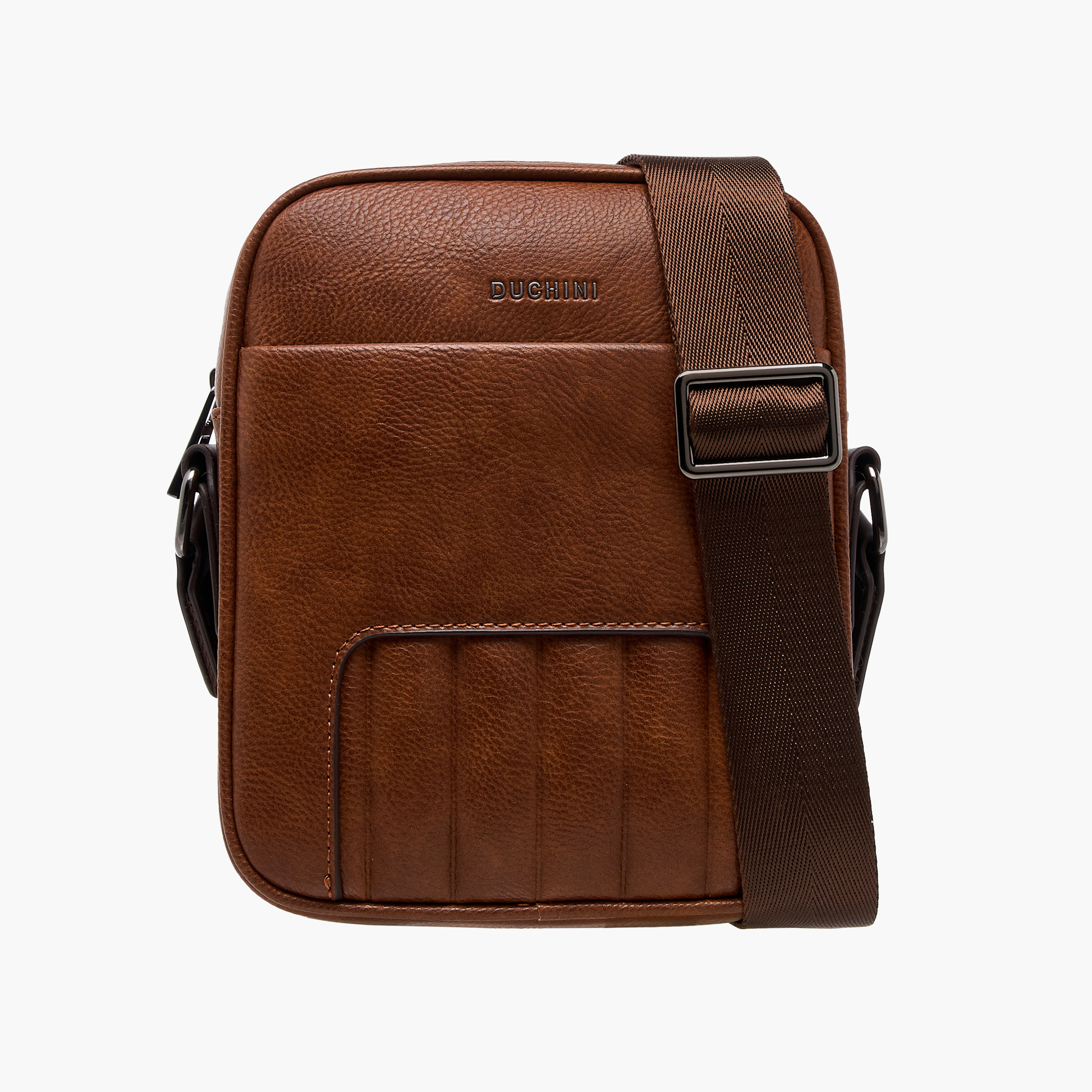 Duchini Textured Crossbody Bag with Adjustable Strap and Zip Closure-men-bags-image-1