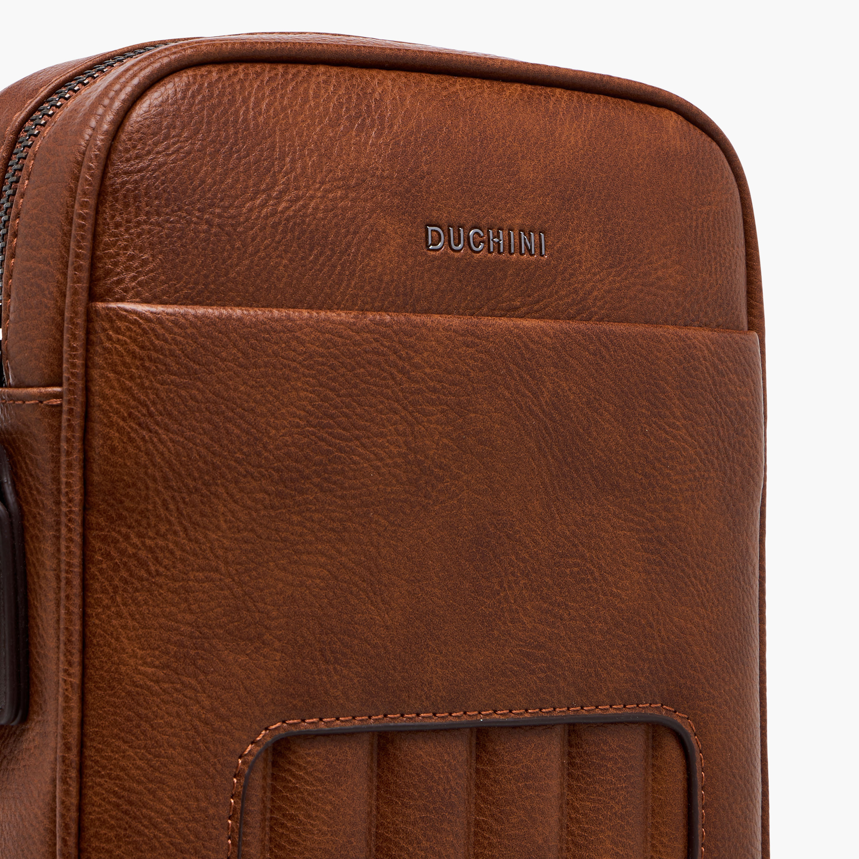 Duchini Textured Crossbody Bag with Adjustable Strap and Zip Closure-men-bags-image-4