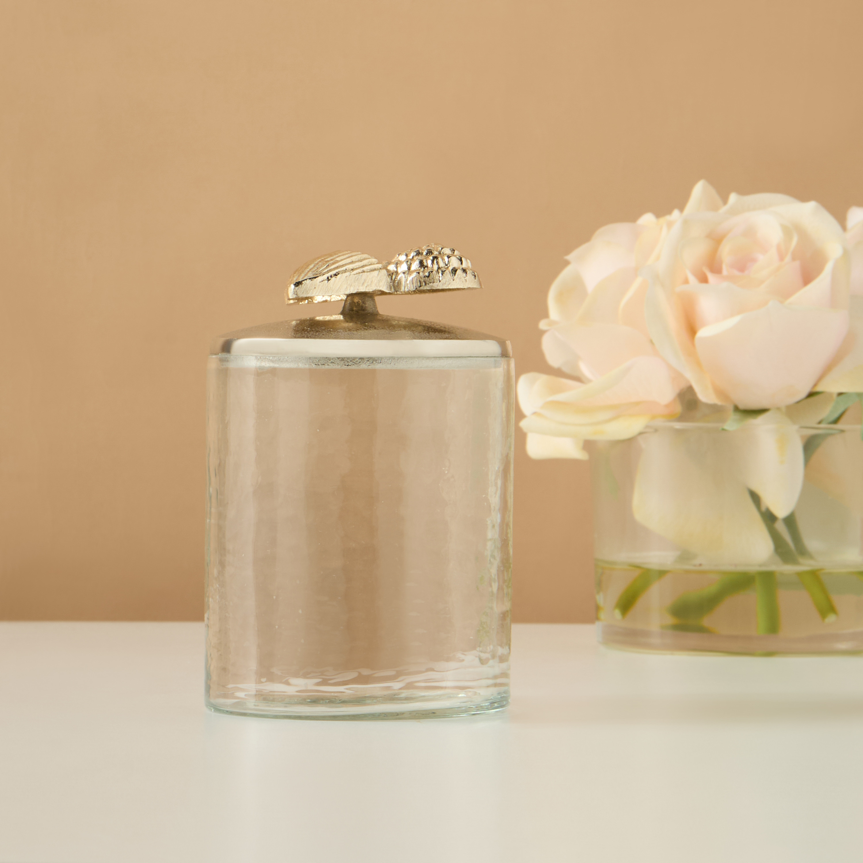 Coral Glass Cotton Jar-household-decor-decorativeobjectsandsculptures-image-1