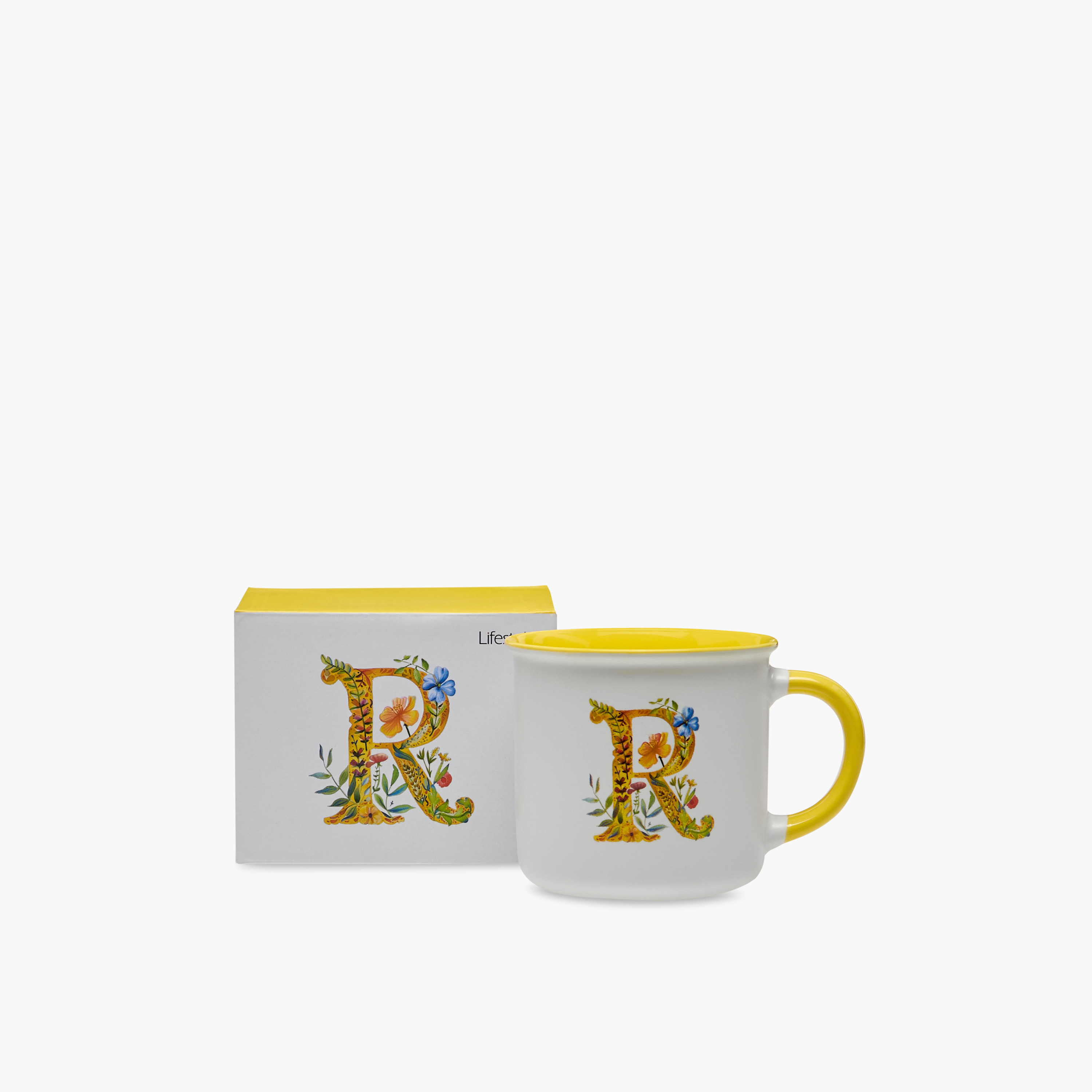 Floral Print New Bone China Mug with Initial R - 355 ml-household-dining-teaandcoffee-mugsandcups-image-5