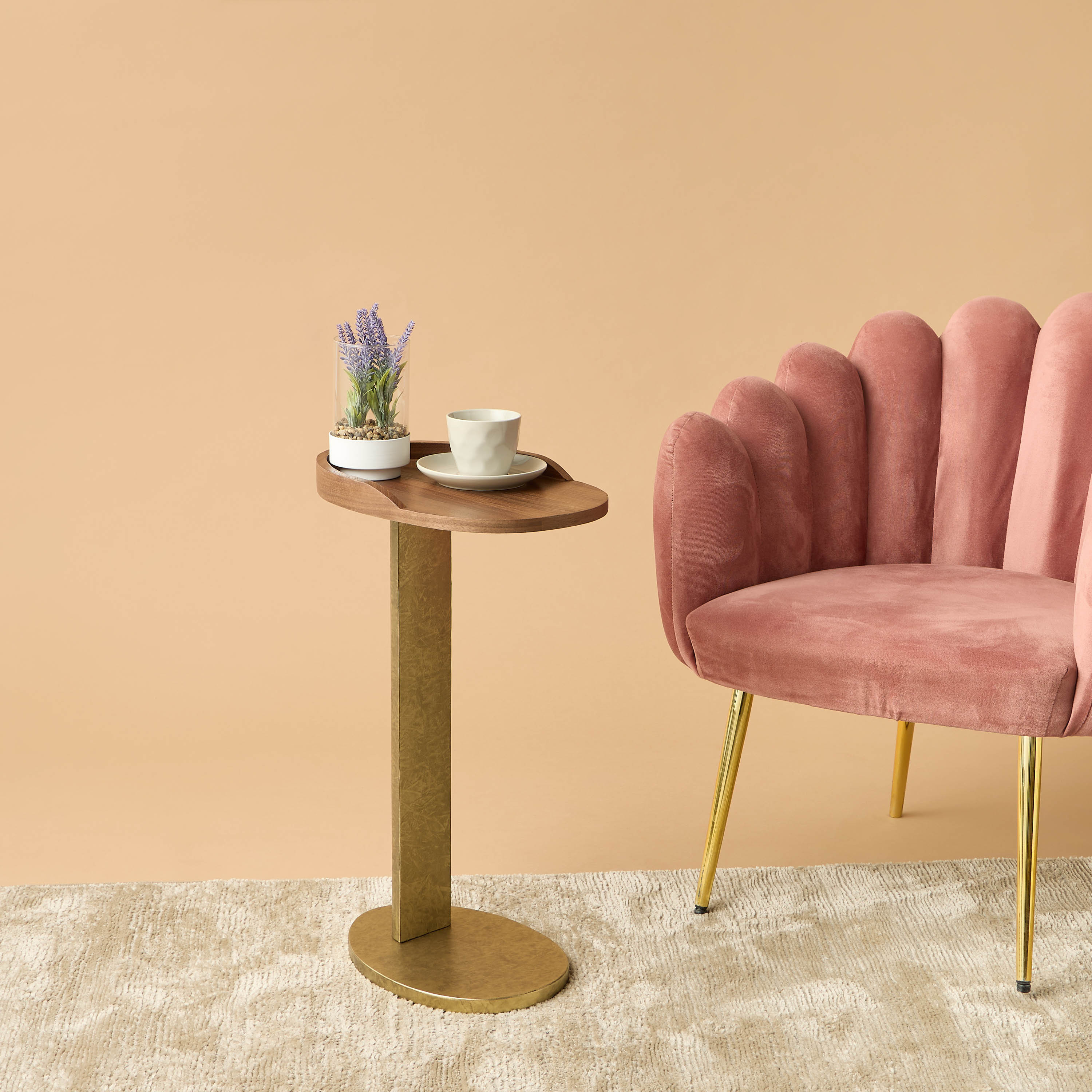 طاولة رخام مزيّن بسطح خشب - 40×55 سم-furniture-livingroom-sideandendtables-image-1