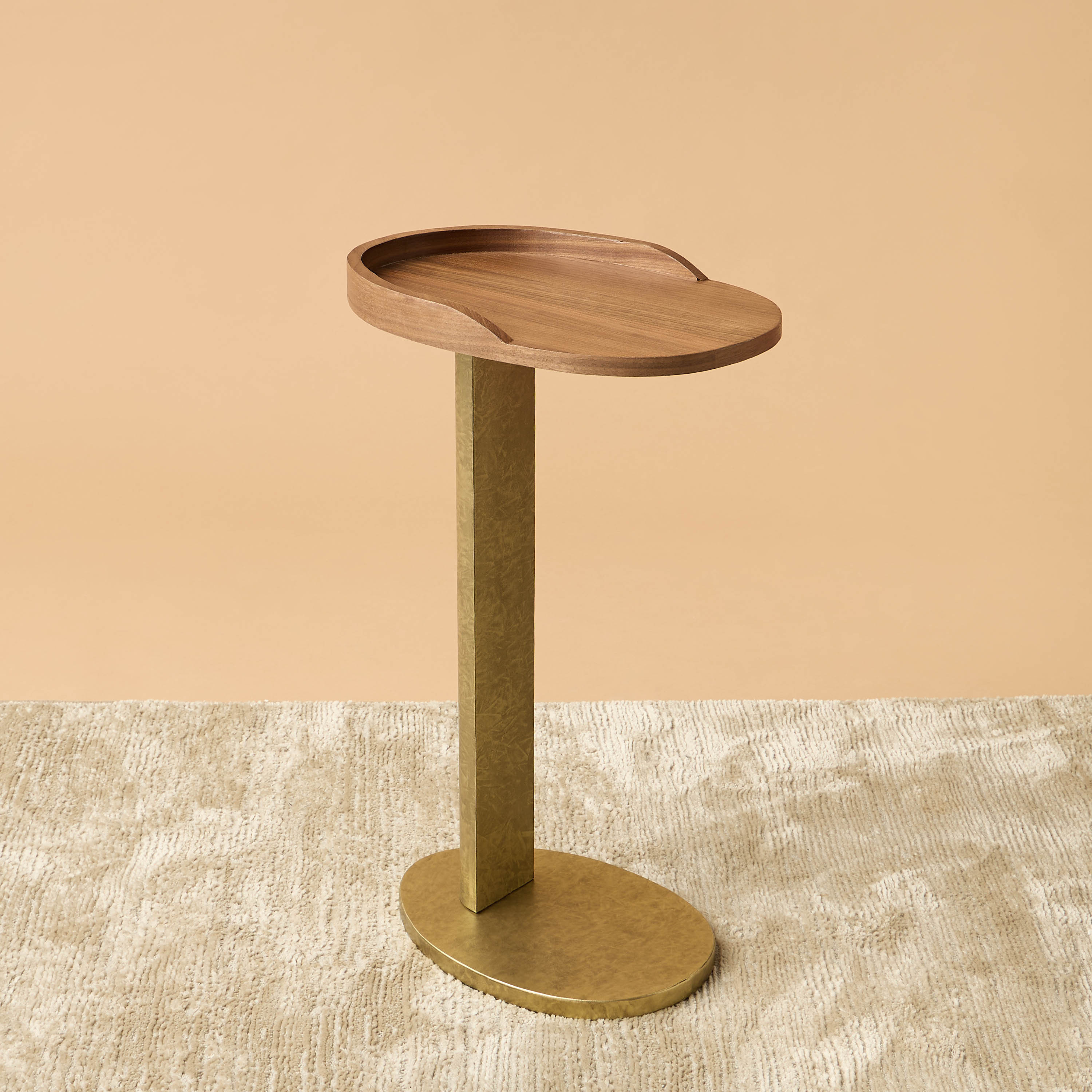 طاولة رخام مزيّن بسطح خشب - 40×55 سم-furniture-livingroom-sideandendtables-image-2