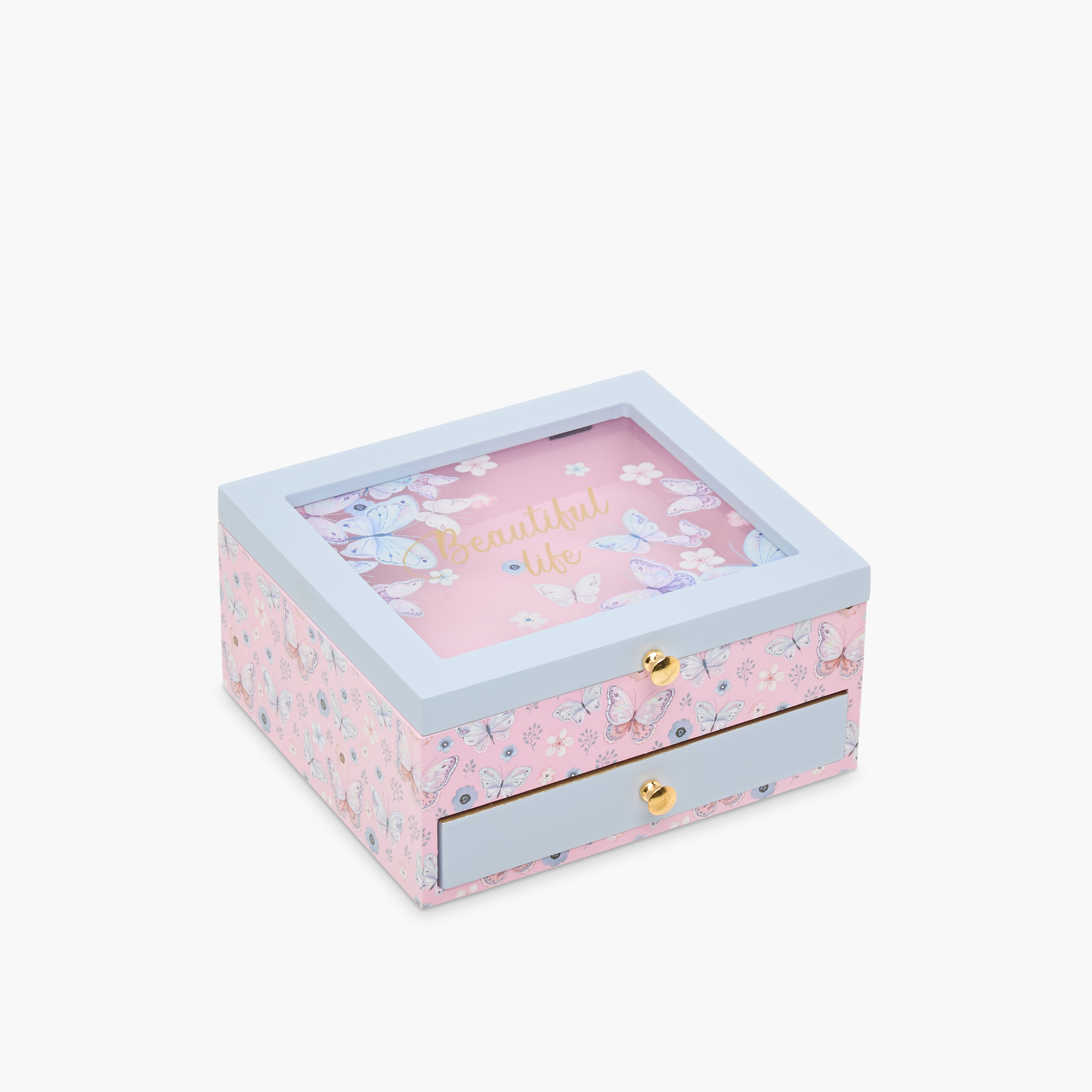 منظم مجوهرات بطبعات فراشة - 18x16x9 سم-women-watchesandjewellery-jewellery-storage-image-1