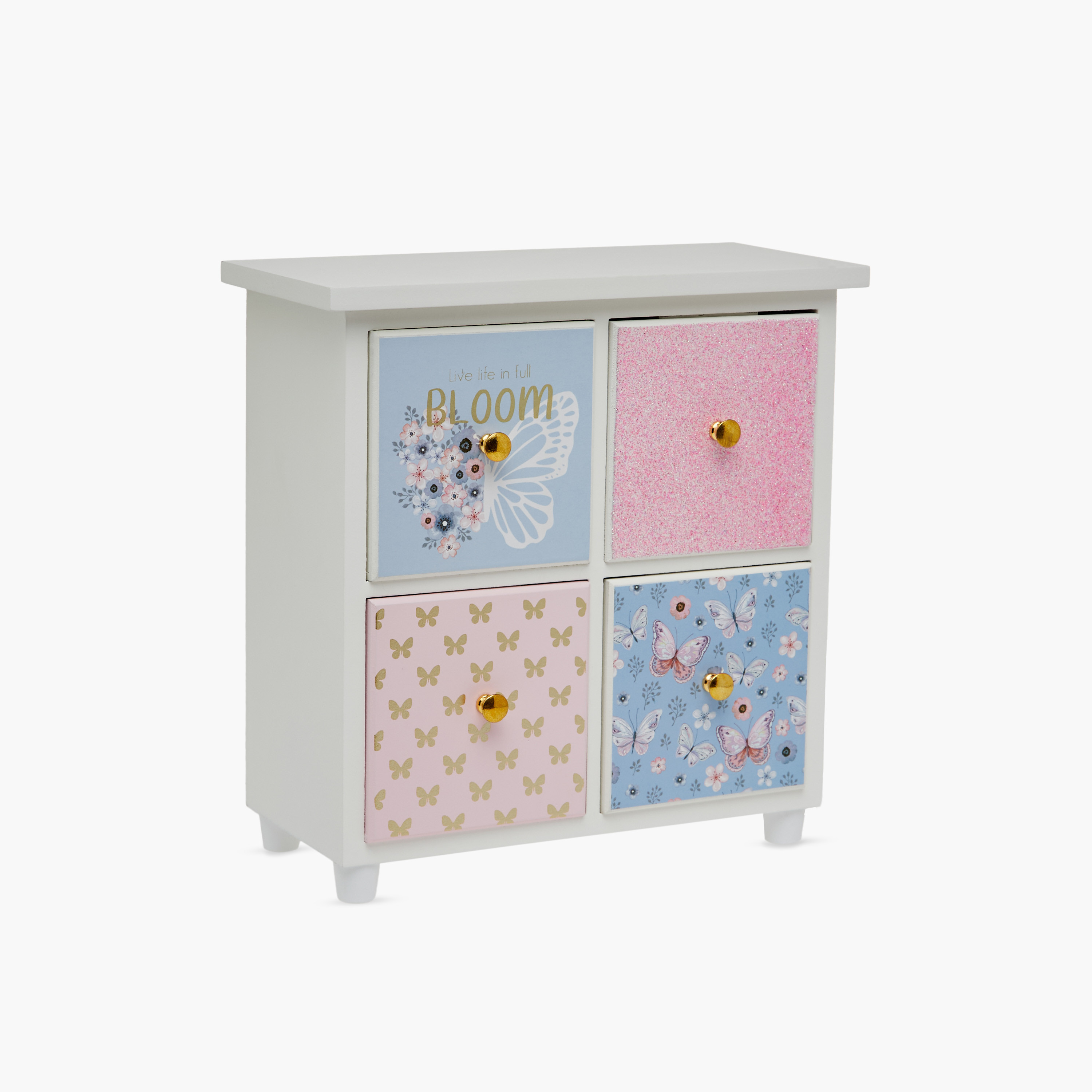 منظم مجوهرات 4 أدراج بطبعات فراشة - 25x11x25 سم-women-watchesandjewellery-jewellery-storage-image-2