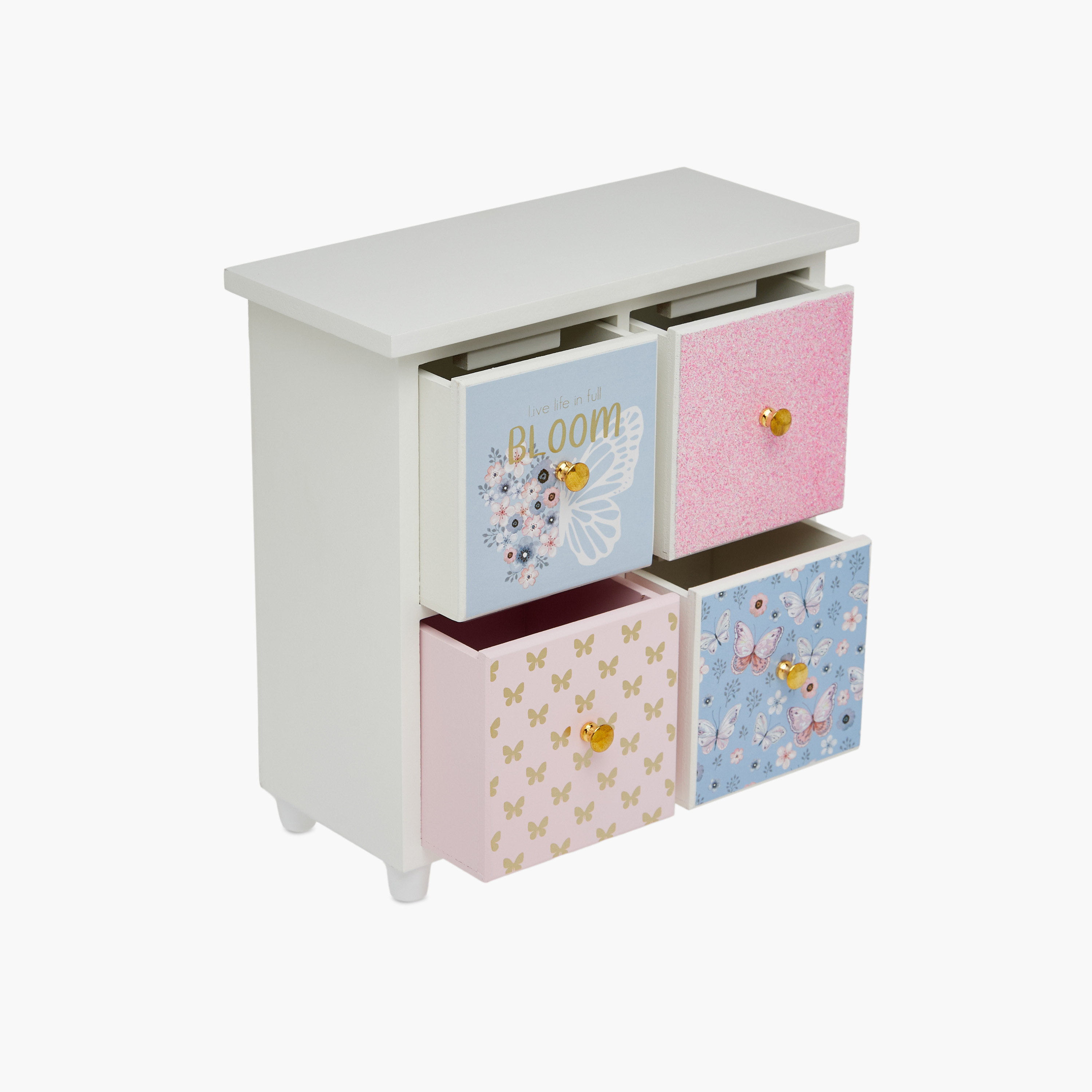 منظم مجوهرات 4 أدراج بطبعات فراشة - 25x11x25 سم-women-watchesandjewellery-jewellery-storage-image-4