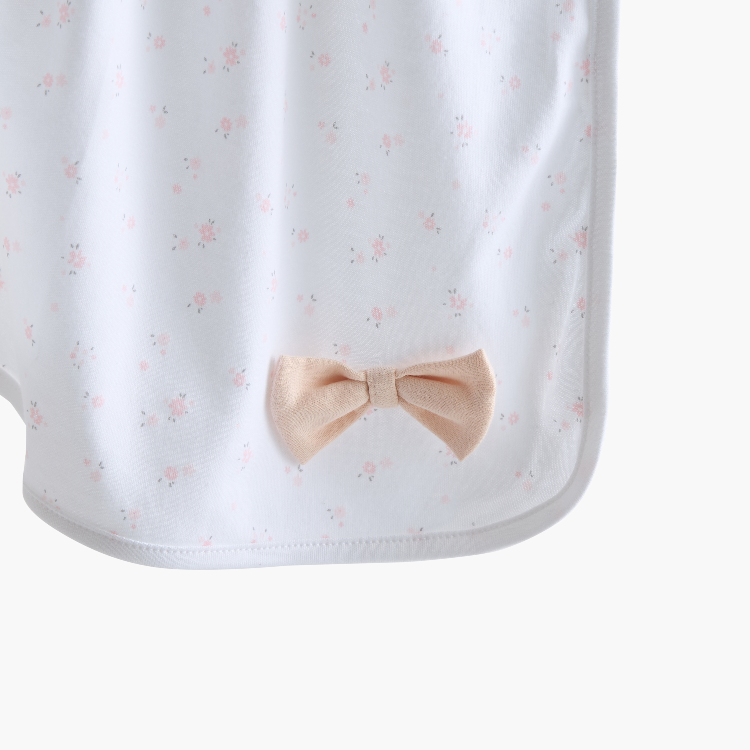 Juniors Floral Print Bow Applique Receiving Blanket - 70x70 cm-baby-nursery-blanketsandswaddles-receivingblankets-image-4