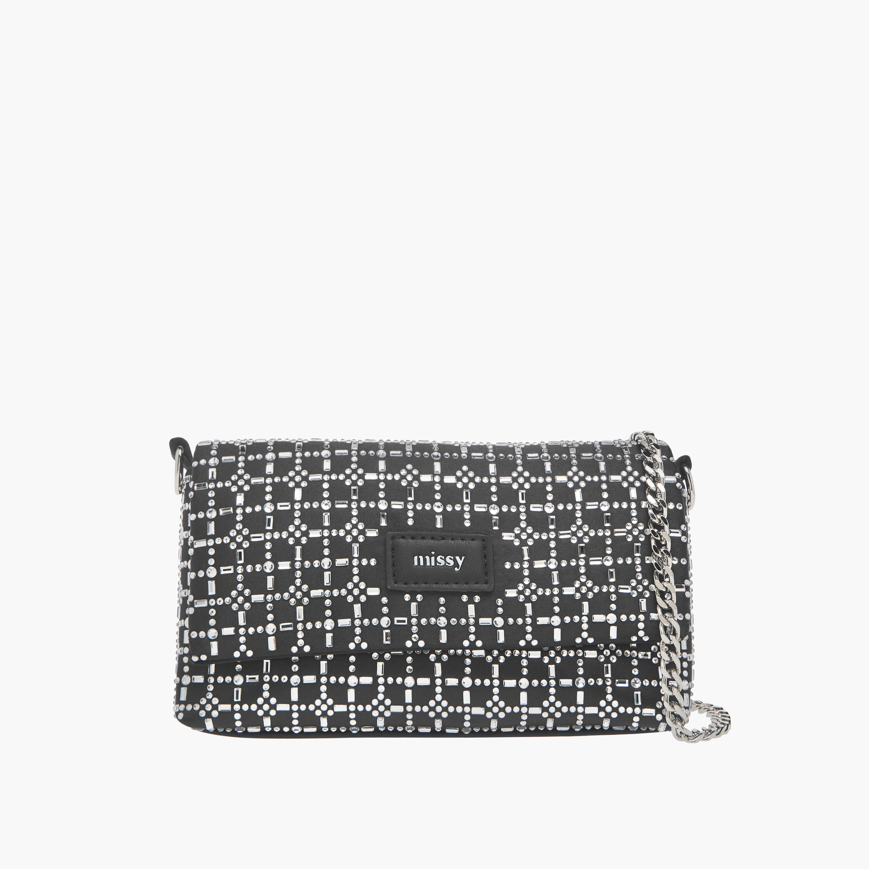 Missy Embellished Crossbody Bag with Snap Button Closure and Chain Strap-women-bagsandwallets-handbags-image-1