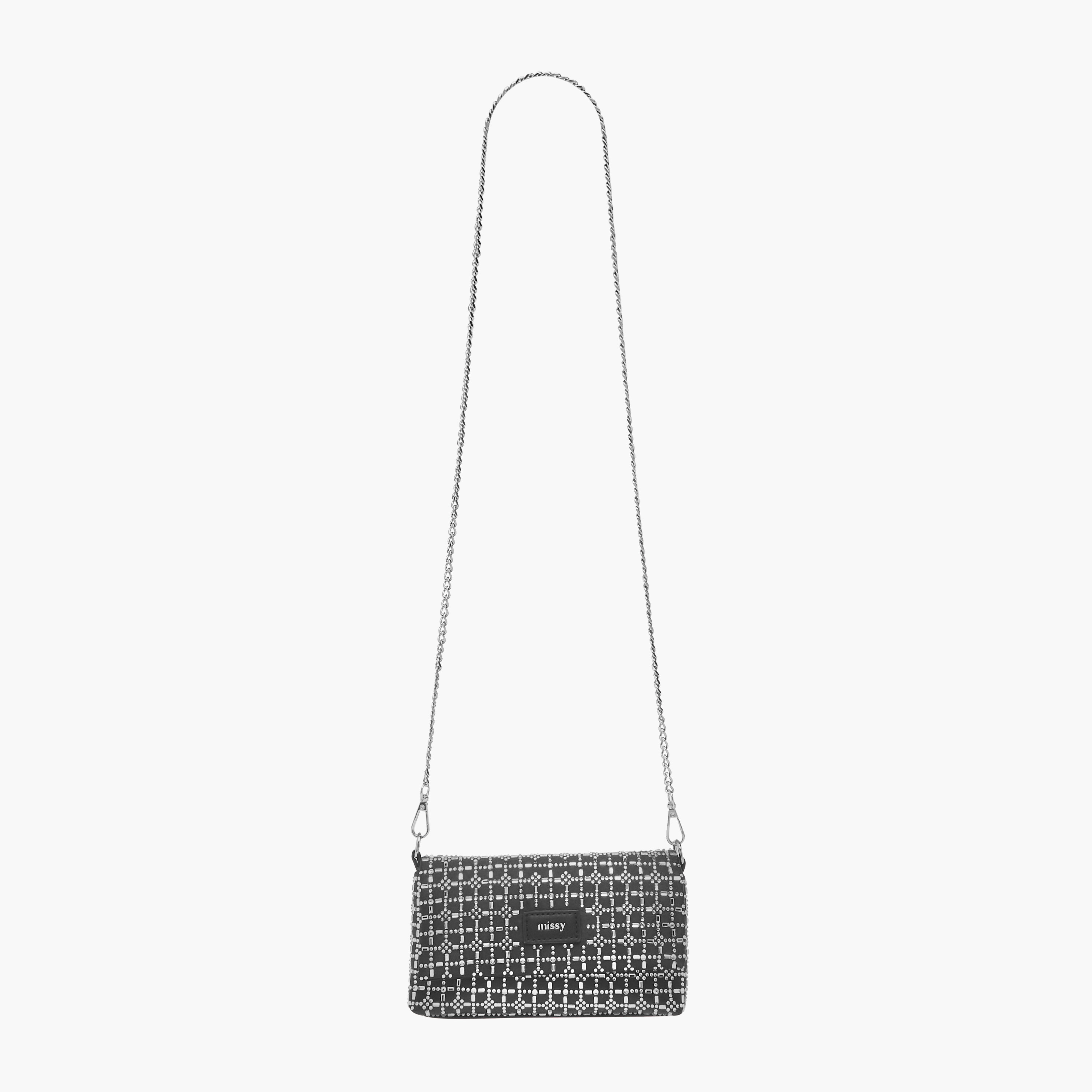 Missy Embellished Crossbody Bag with Snap Button Closure and Chain Strap-women-bagsandwallets-handbags-image-2