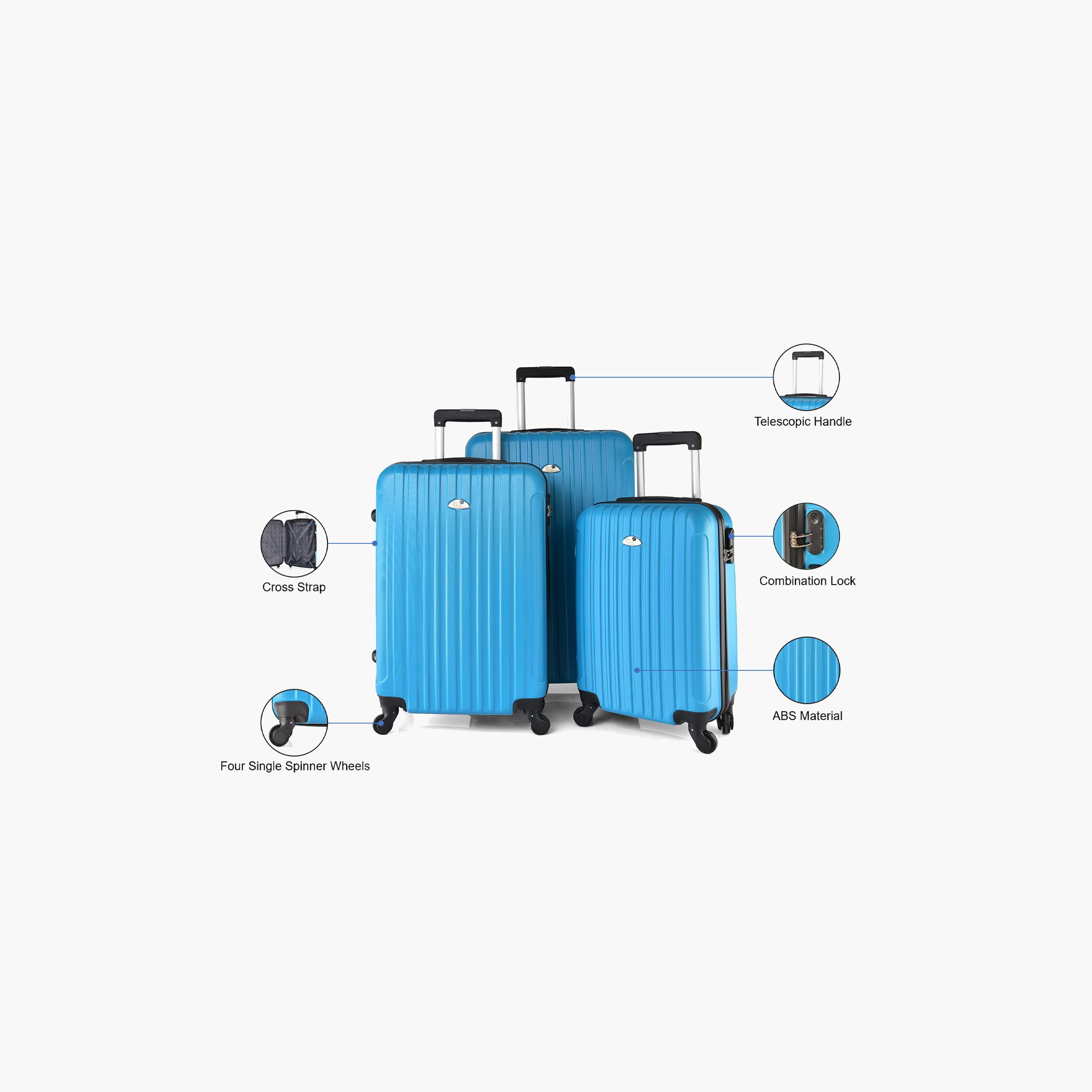نيو ترافيل- طقم ثلاث شنط سفر بأربع عجلات دوارة هيكل صلب من أكريلونتريل بوتادين ستايرين مع قفل مركب | BR653/3P-travel-luggagesandbags-luggage-image-4