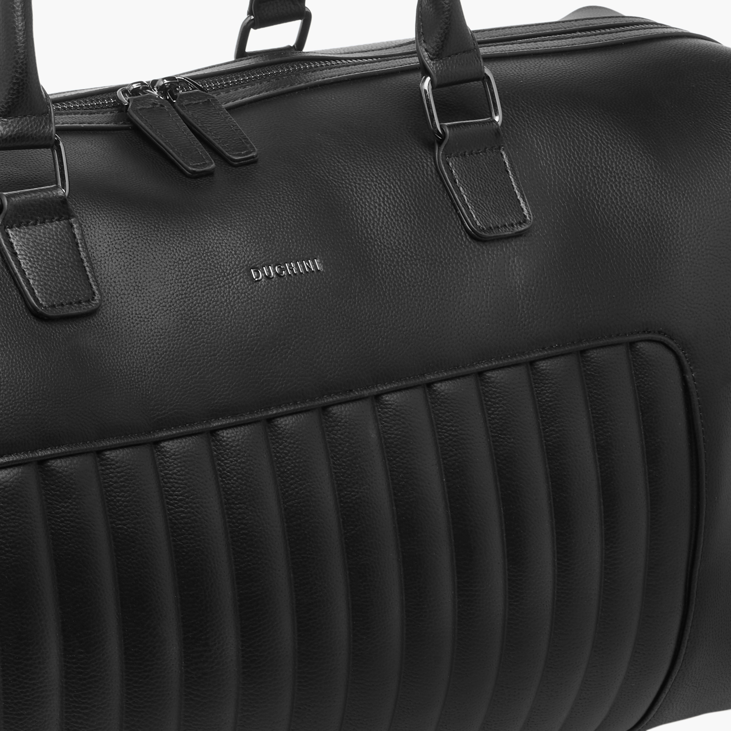 Duchini Textured Duffel Bag with Detachable Strap and Zip Closure-travel-luggagesandbags-dufflebags-image-4