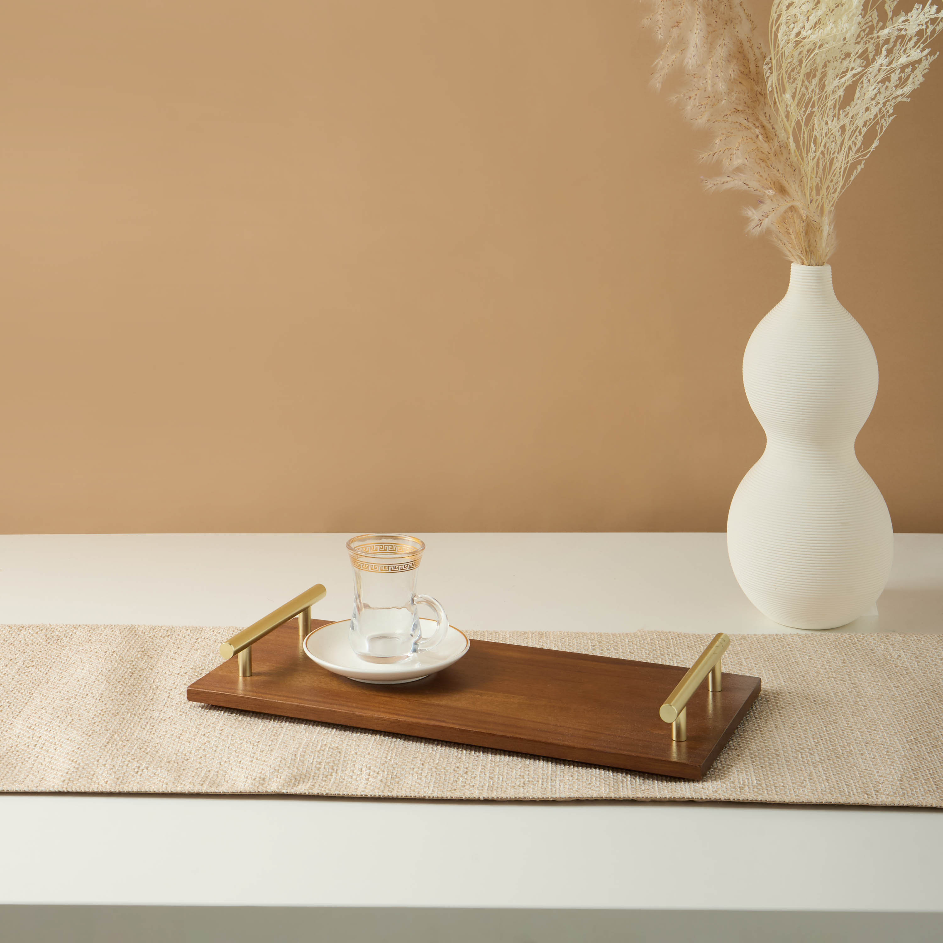 Textured Decorative Tray with Handles - 36x17x5 cms-household-dining-serveware-servingtrays-image-1