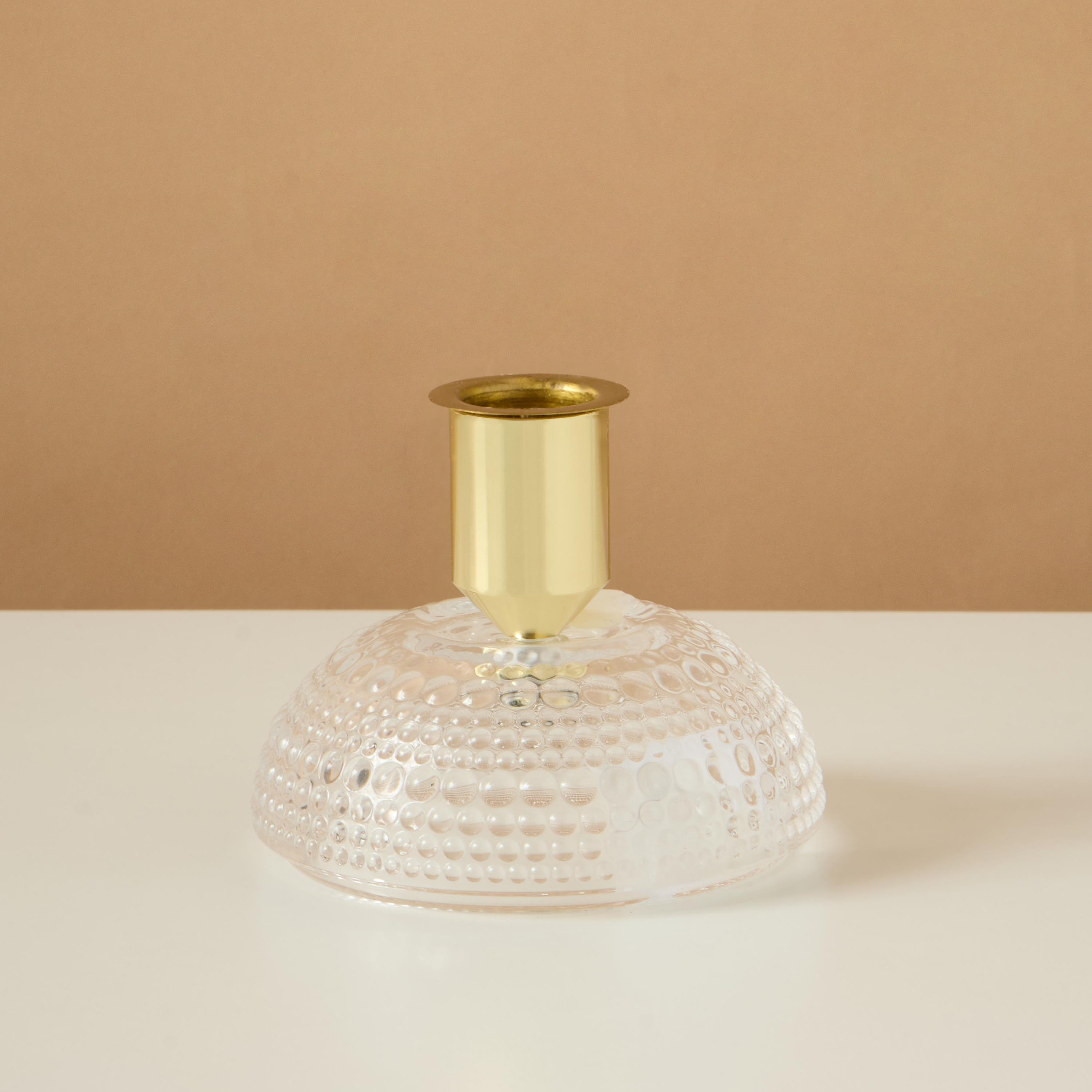 Textured Glass Taper Candleholder - 8 cms-household-decor-candleholdersandlanterns-image-2