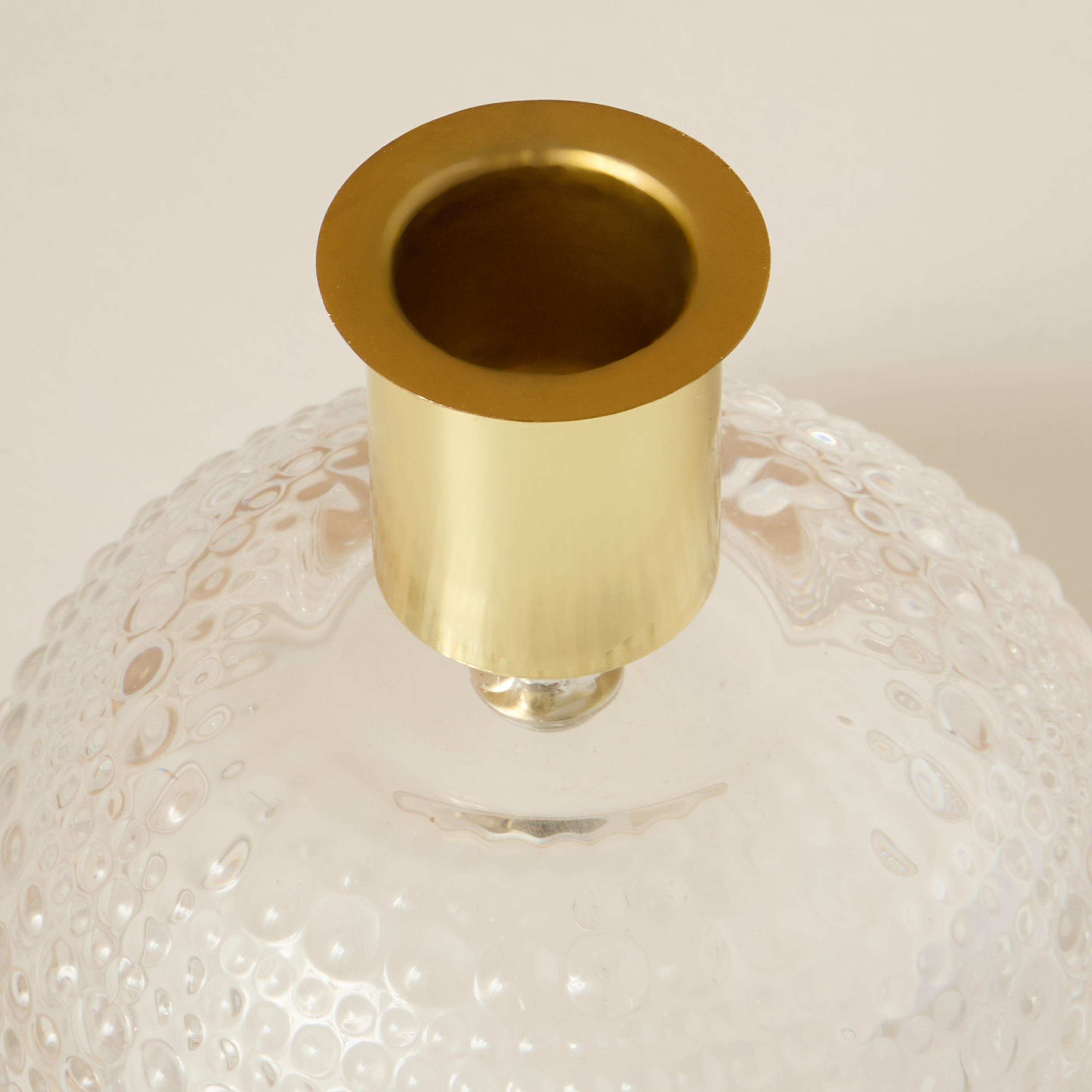Textured Glass Taper Candleholder - 8 cms-household-decor-candleholdersandlanterns-image-4