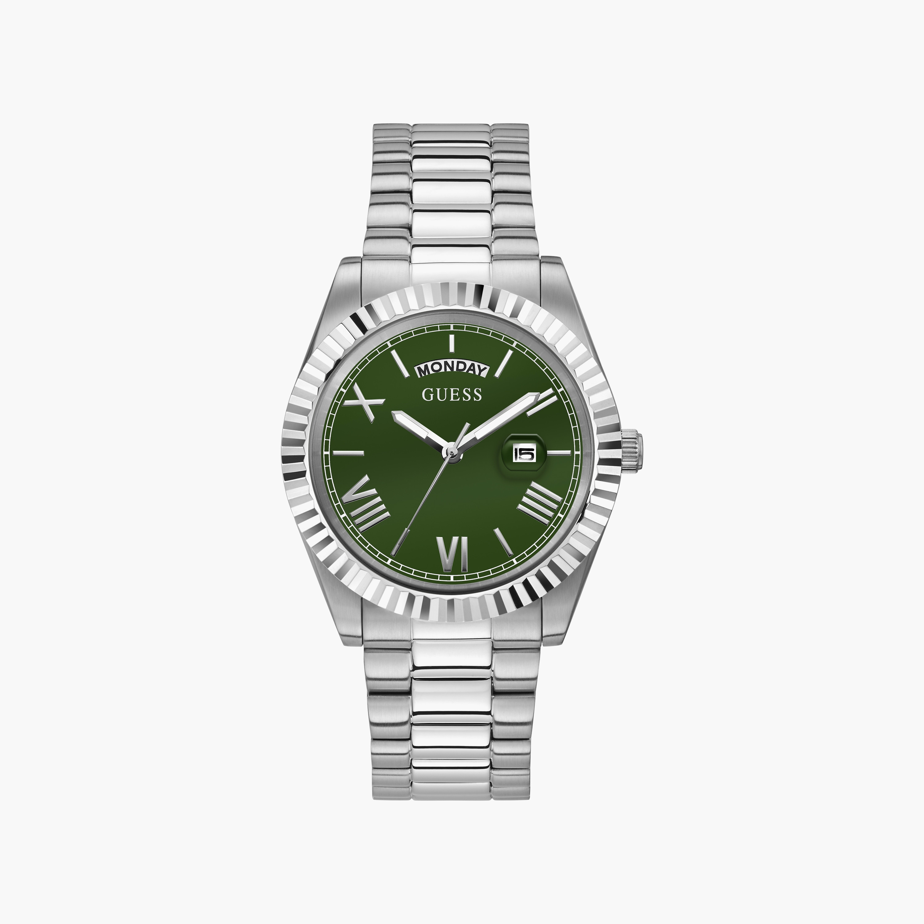 Guess Men's 42 MM Silver Analog Stainless Steel Watch | GW0265G10-men-watchesandjewellery-watches-image-1