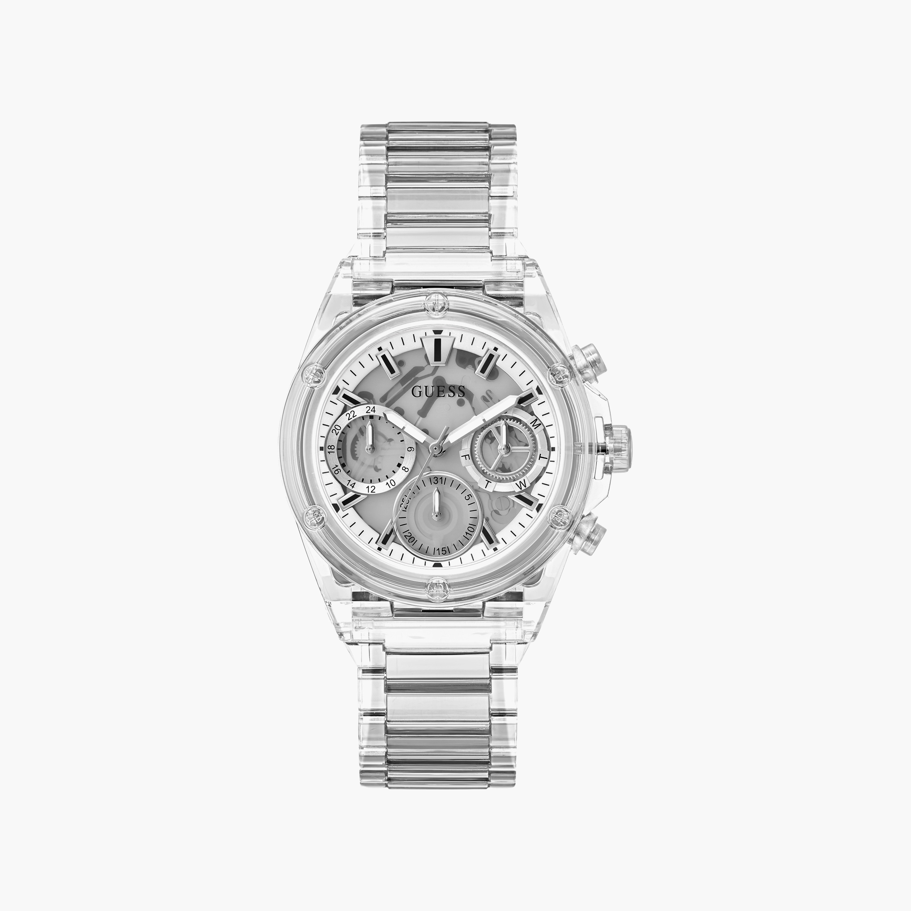 Guess Women's 39 MM Transparent Chronograph Nylon Watch | GW0650L1-women-watchesandjewellery-watches-image-1