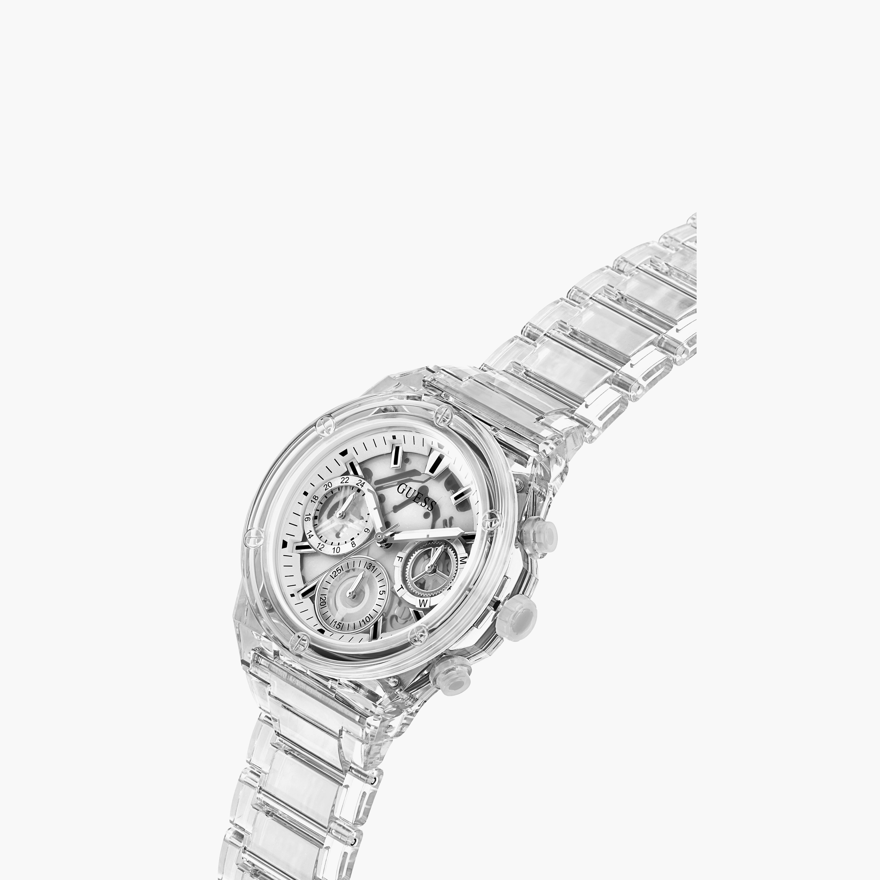 Guess Women's 39 MM Transparent Chronograph Nylon Watch | GW0650L1-women-watchesandjewellery-watches-image-2