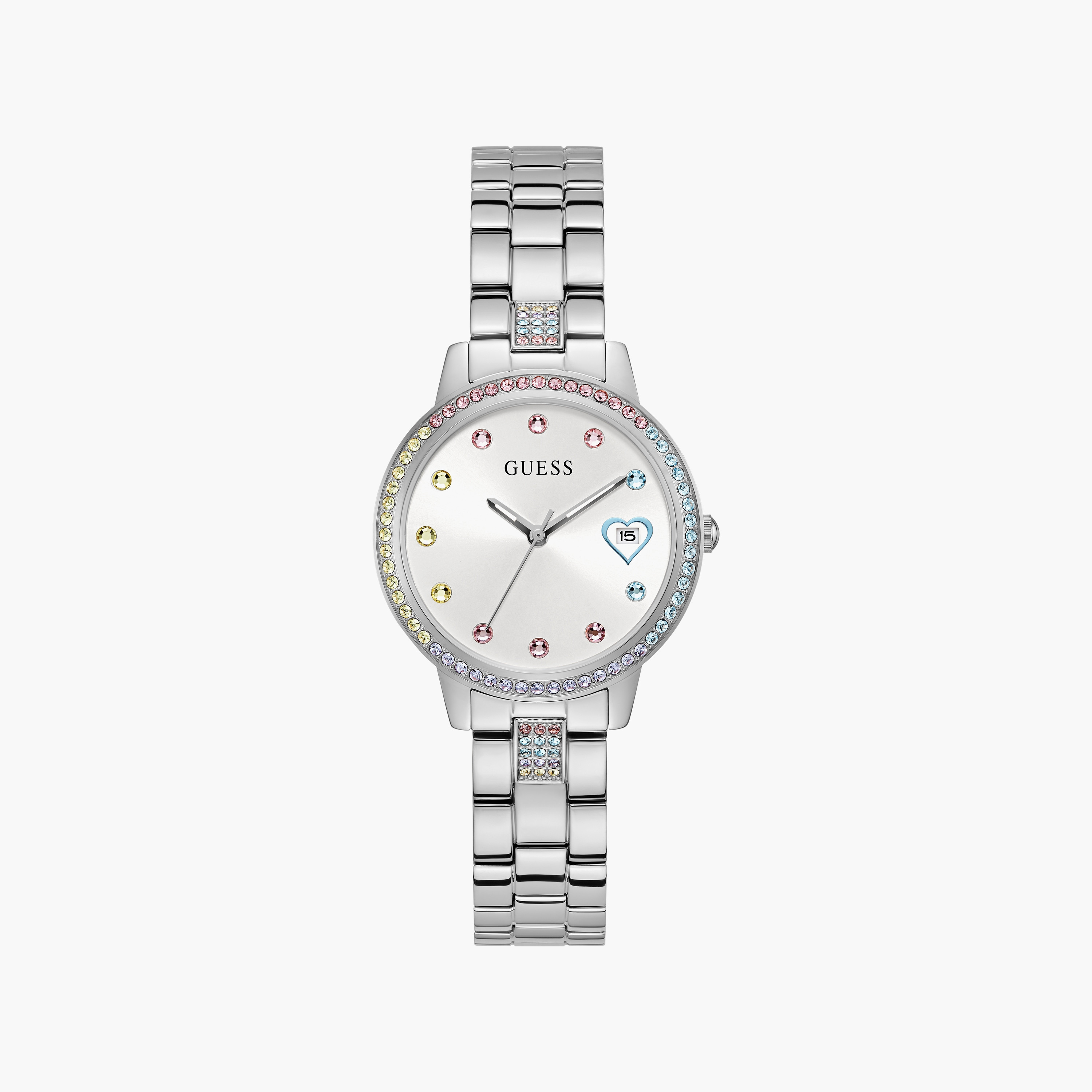 ساعة نسائية أنالوج من الستانلس ستيل مقاس 34 ملم باللون الفضي من جيس | GW0657L1-women-watchesandjewellery-watches-image-1