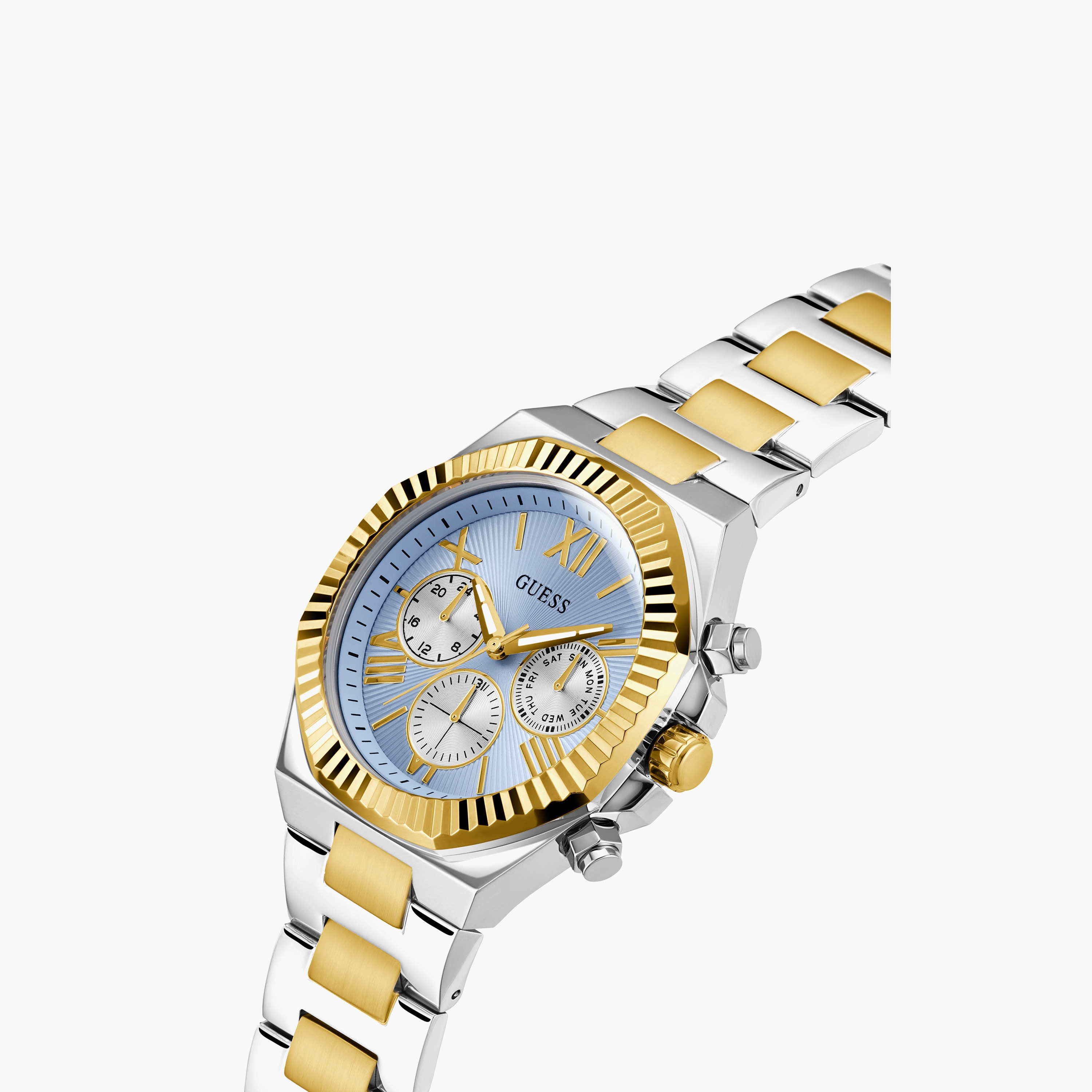 Guess Men's 44 MM Silver & Gold Chronograph Stainless Steel Watch | GW0703G3-men-watchesandjewellery-watches-image-2