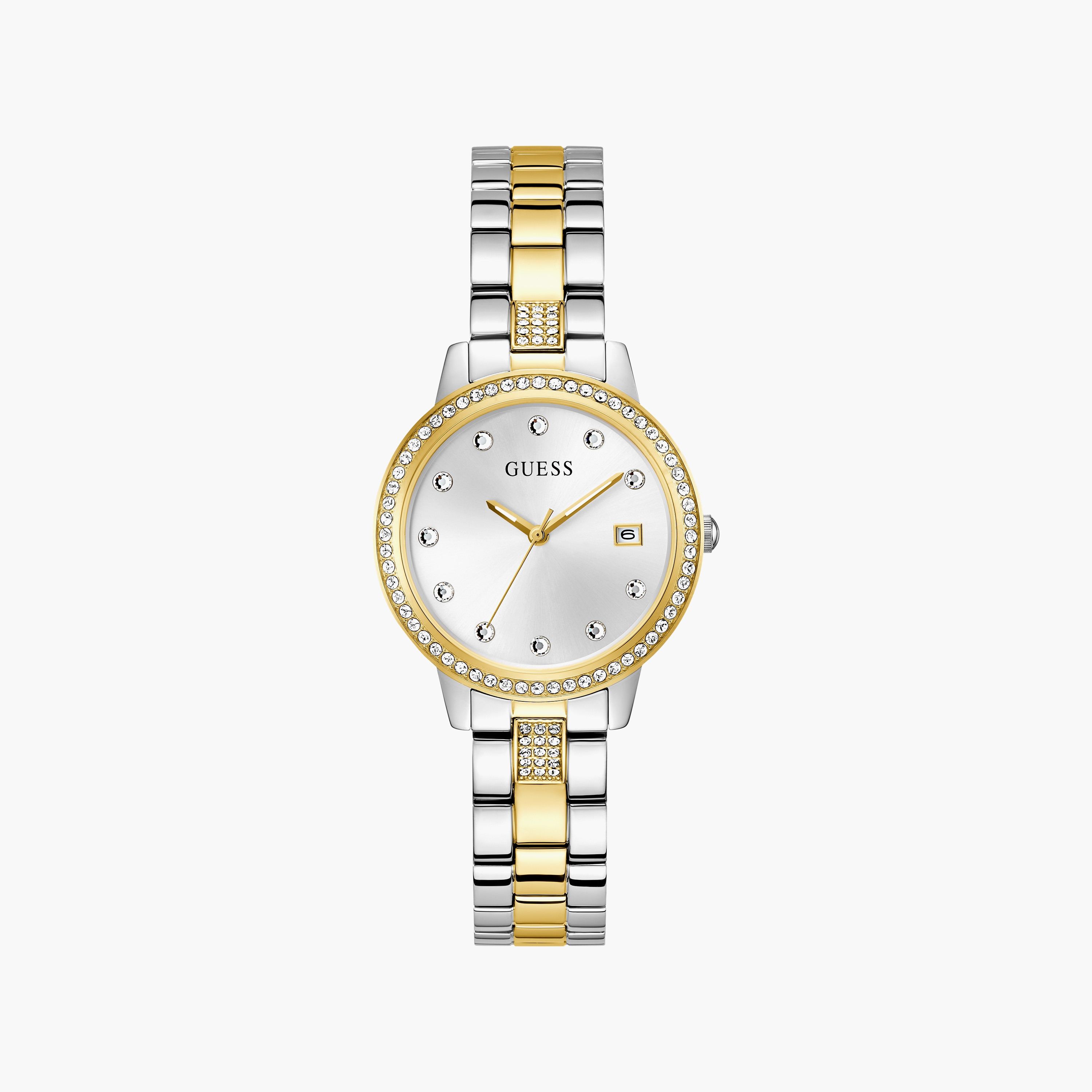 Guess Women's 34 MM Silver and Gold Analog Stainless Steel Watch | GW0725L1-women-watchesandjewellery-watches-image-1