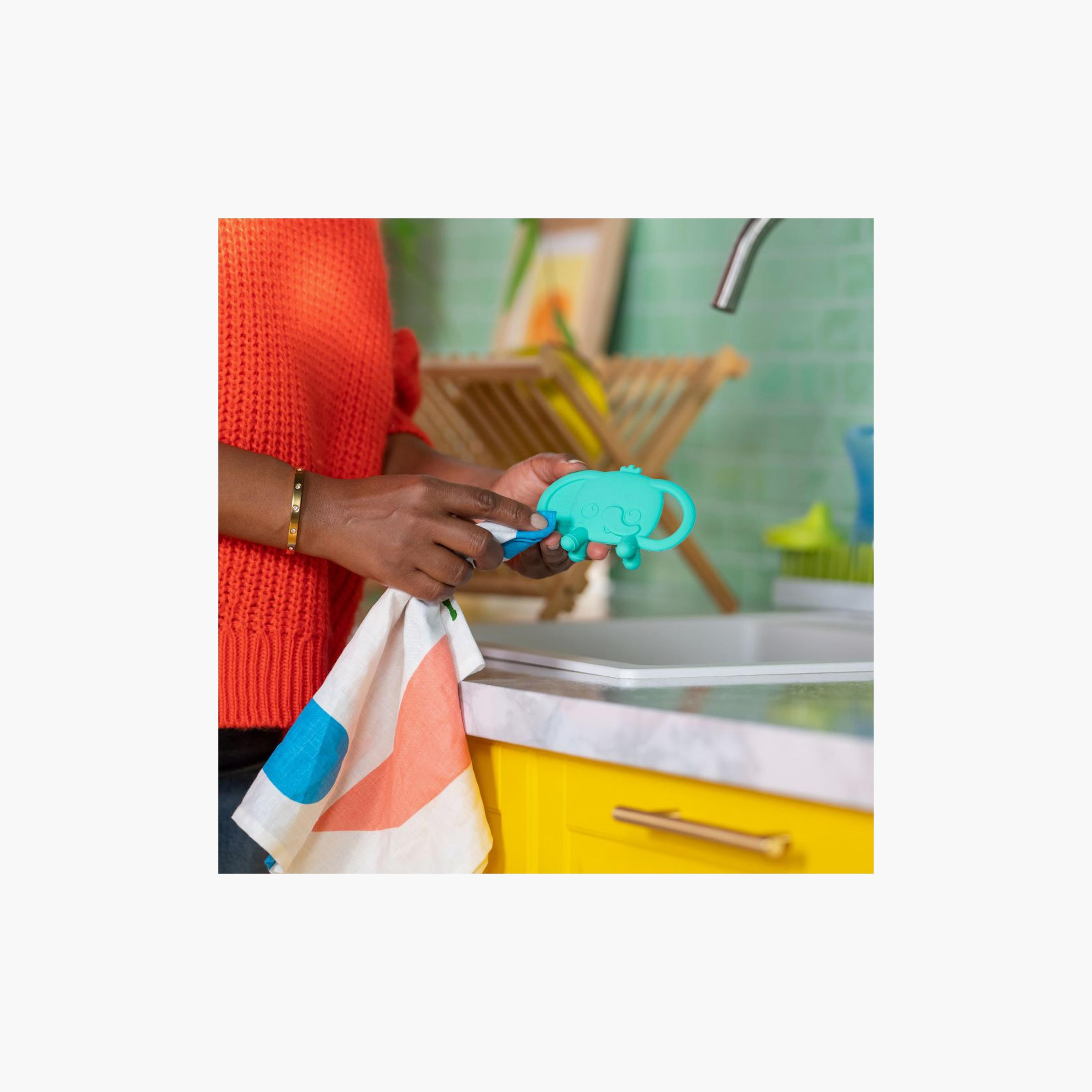 Bright Starts Tame Your Tusks Silicone Teether with Handles - Elephant-baby-feeding-teethers-image-4