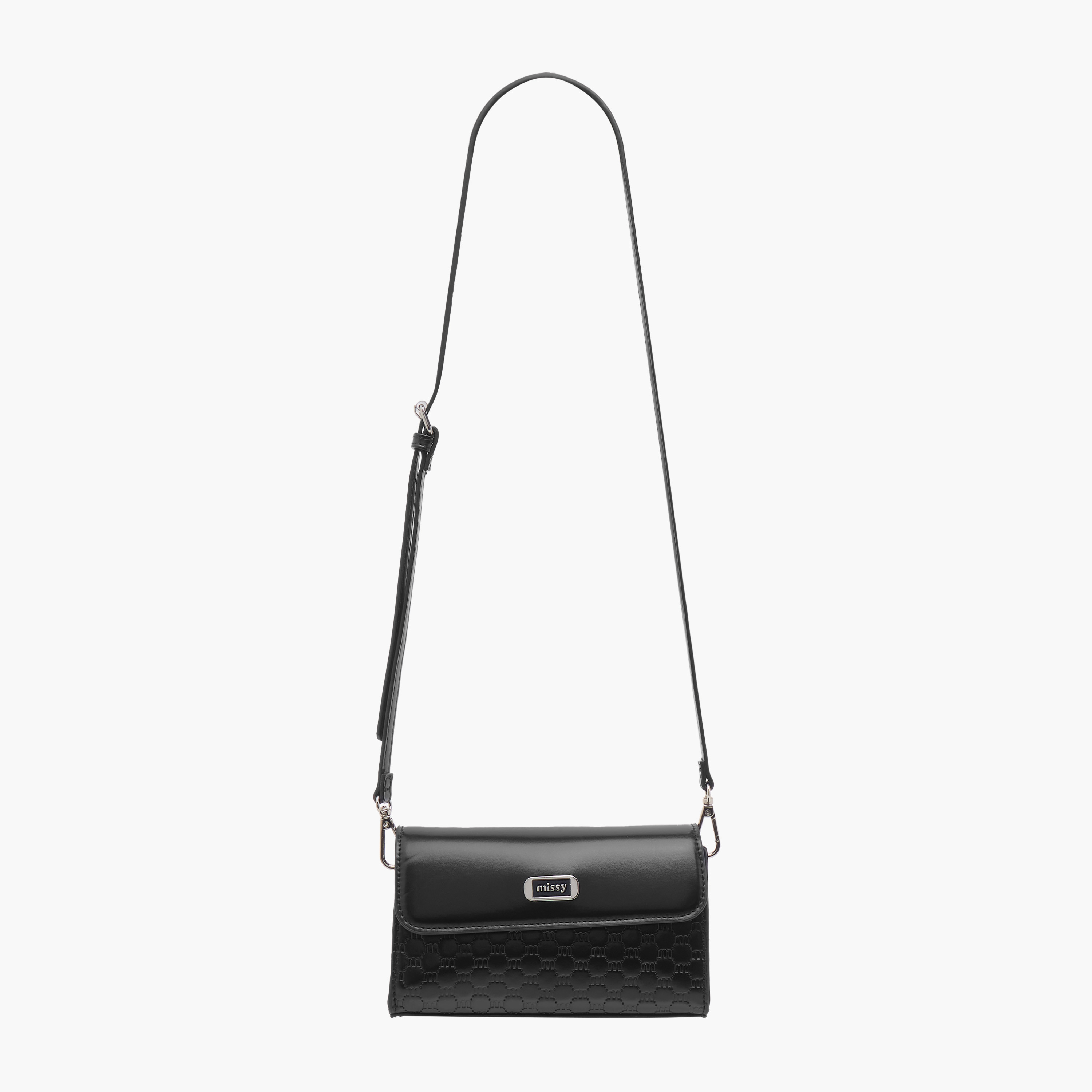 شنطة كروس بودي بحزام قابل للفصل وطية إغلاق ونقوش شعار من ميسي-women-bagsandwallets-handbags-image-2