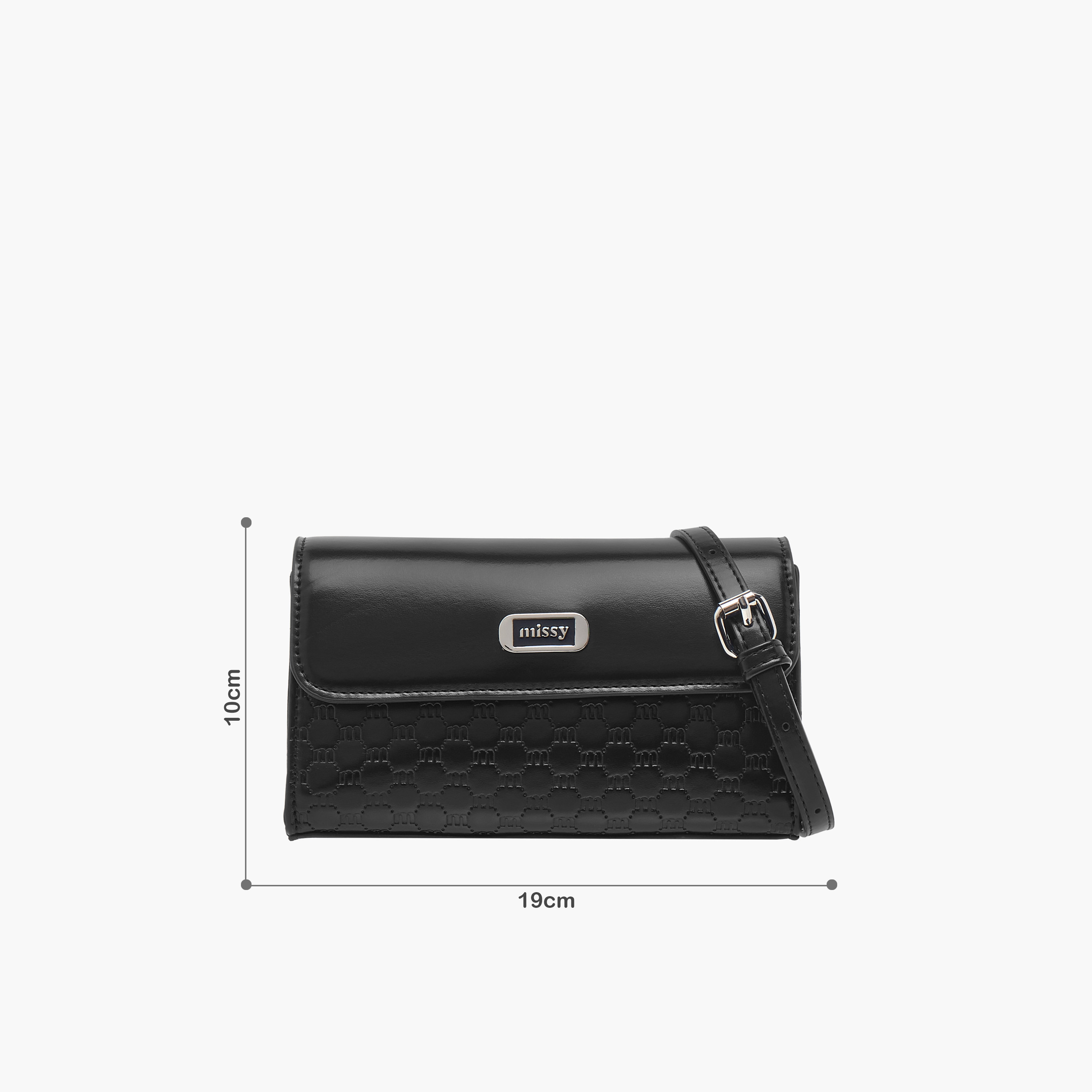 شنطة كروس بودي بحزام قابل للفصل وطية إغلاق ونقوش شعار من ميسي-women-bagsandwallets-handbags-image-7