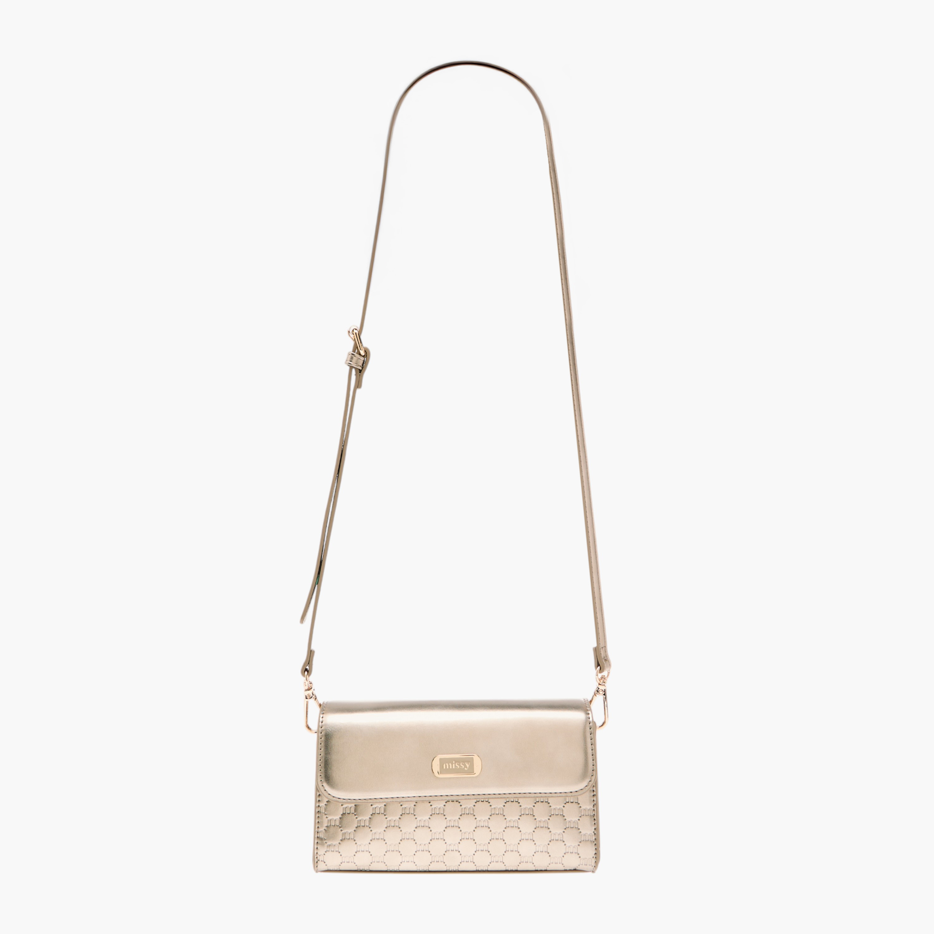 Missy Logo Embossed Crossbody Bag with Detachable Strap and Flap Closure-women-bagsandwallets-handbags-image-2