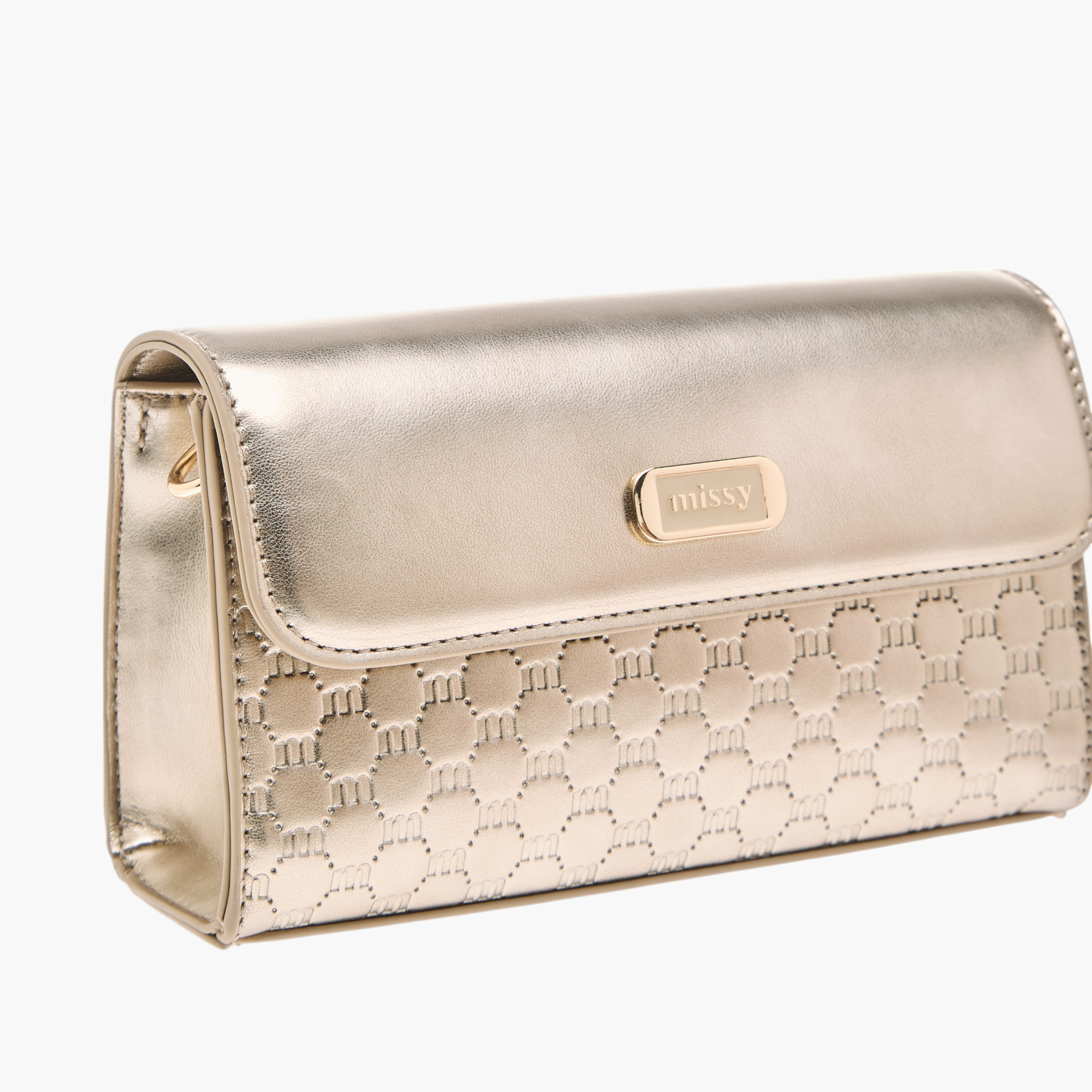 Missy Logo Embossed Crossbody Bag with Detachable Strap and Flap Closure-women-bagsandwallets-handbags-image-4