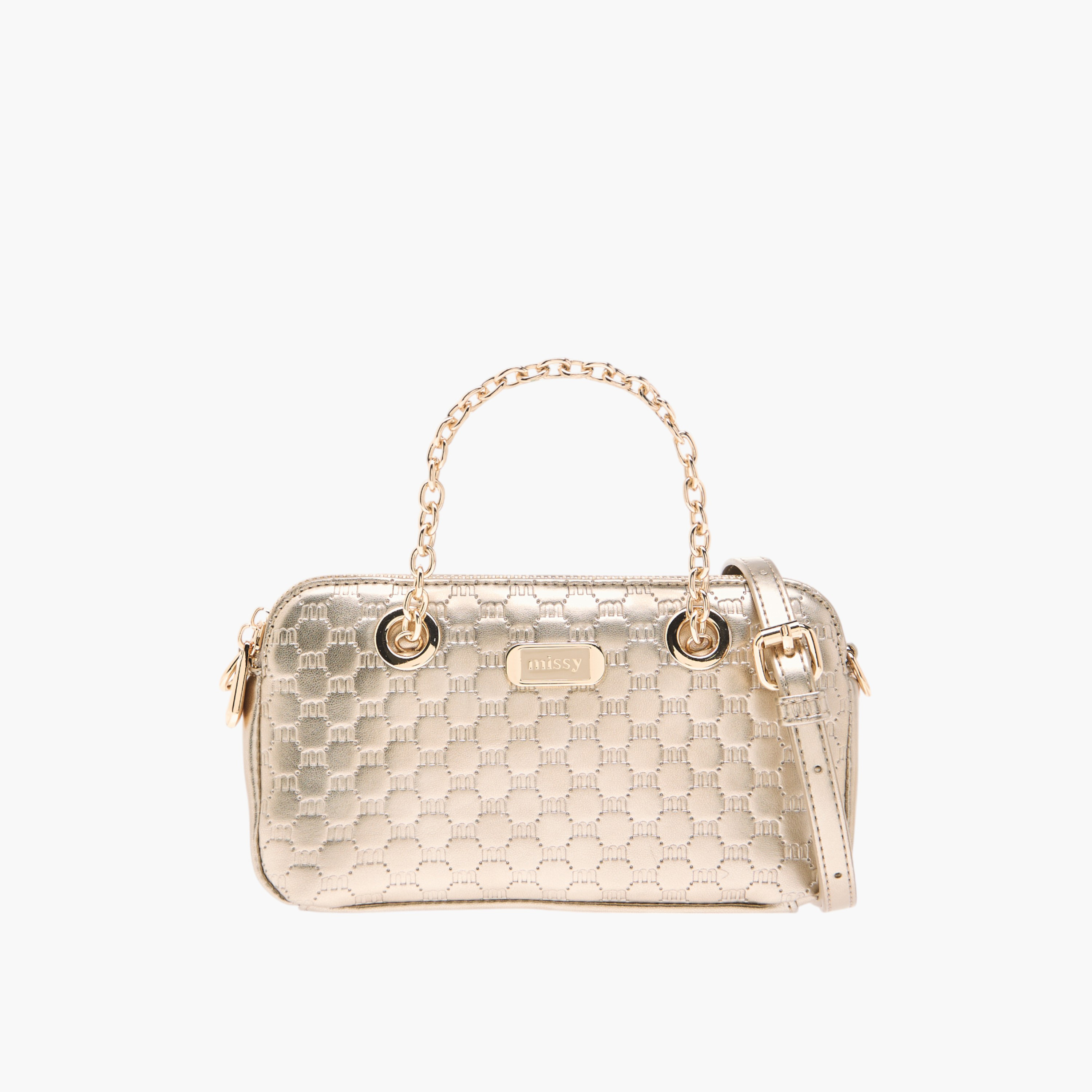 شنطة كروس بودي بحزام قابل للفصل وسحاب إغلاق ونقوش شعار من ميسي-women-bagsandwallets-handbags-image-1