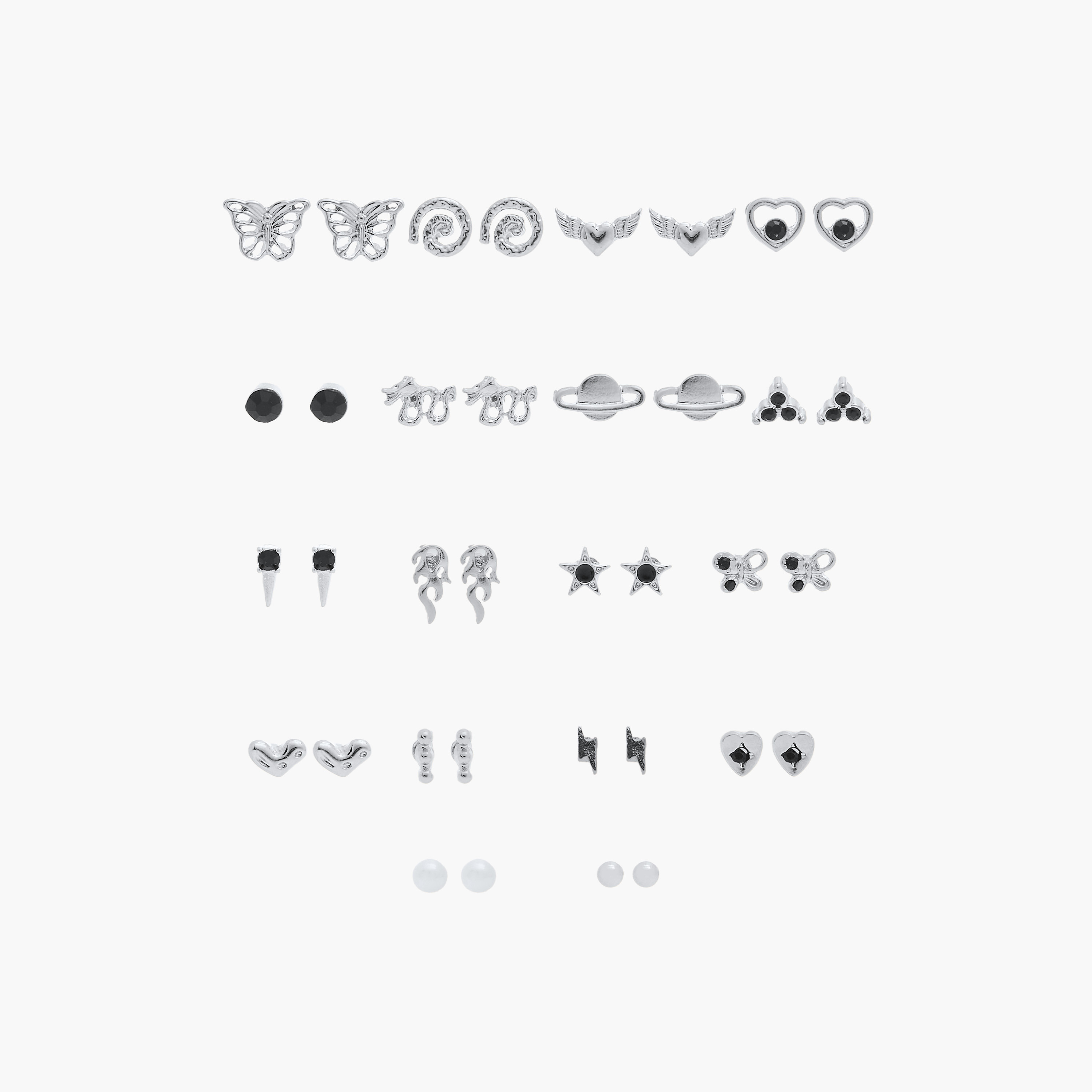 Assorted Metallic Earrings with Pushabck Closure - Set of 18-women-watchesandjewellery-jewellery-earrings-image-1