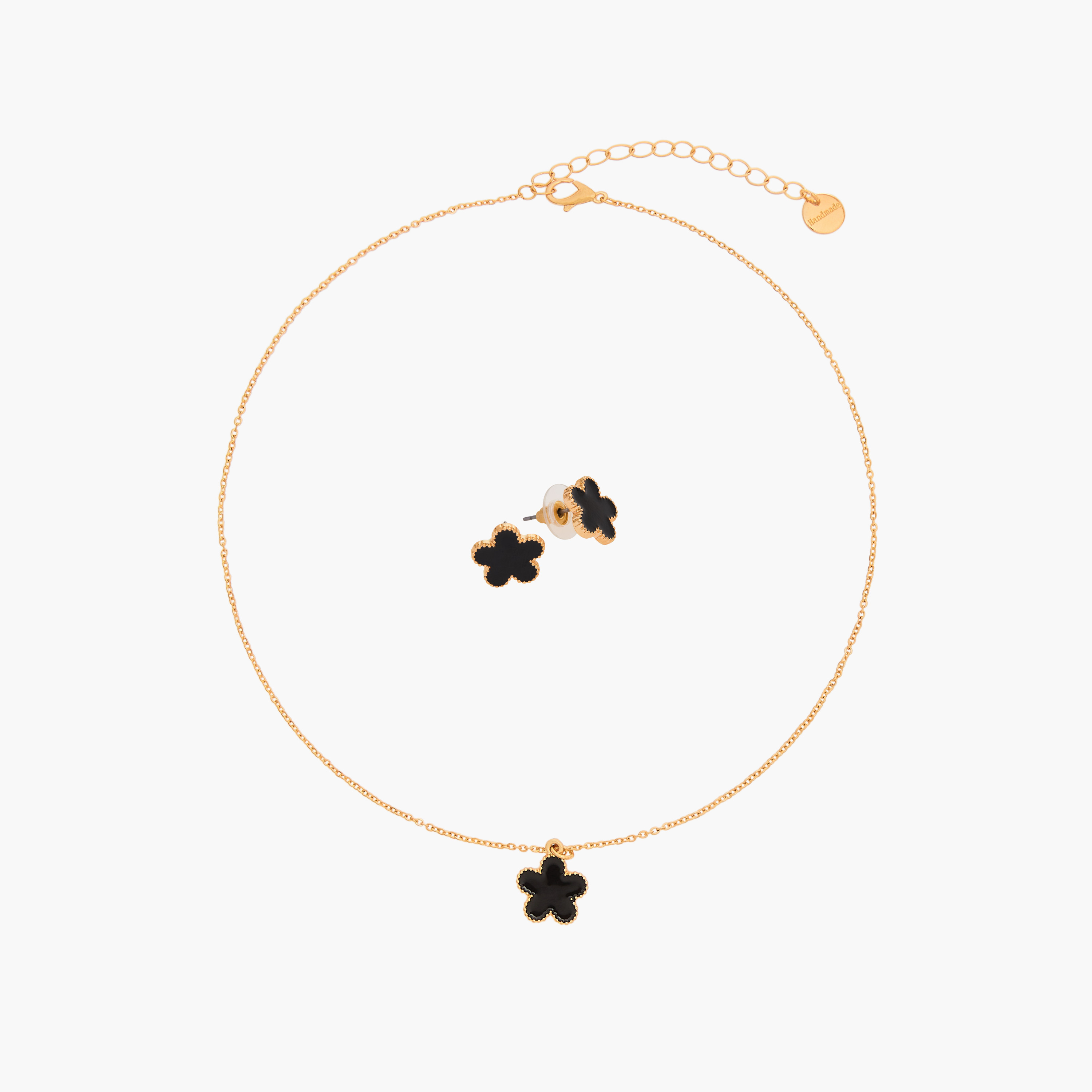 طقم حلق وعقد زهري مزين-women-watchesandjewellery-jewellery-jewellerysets-image-1