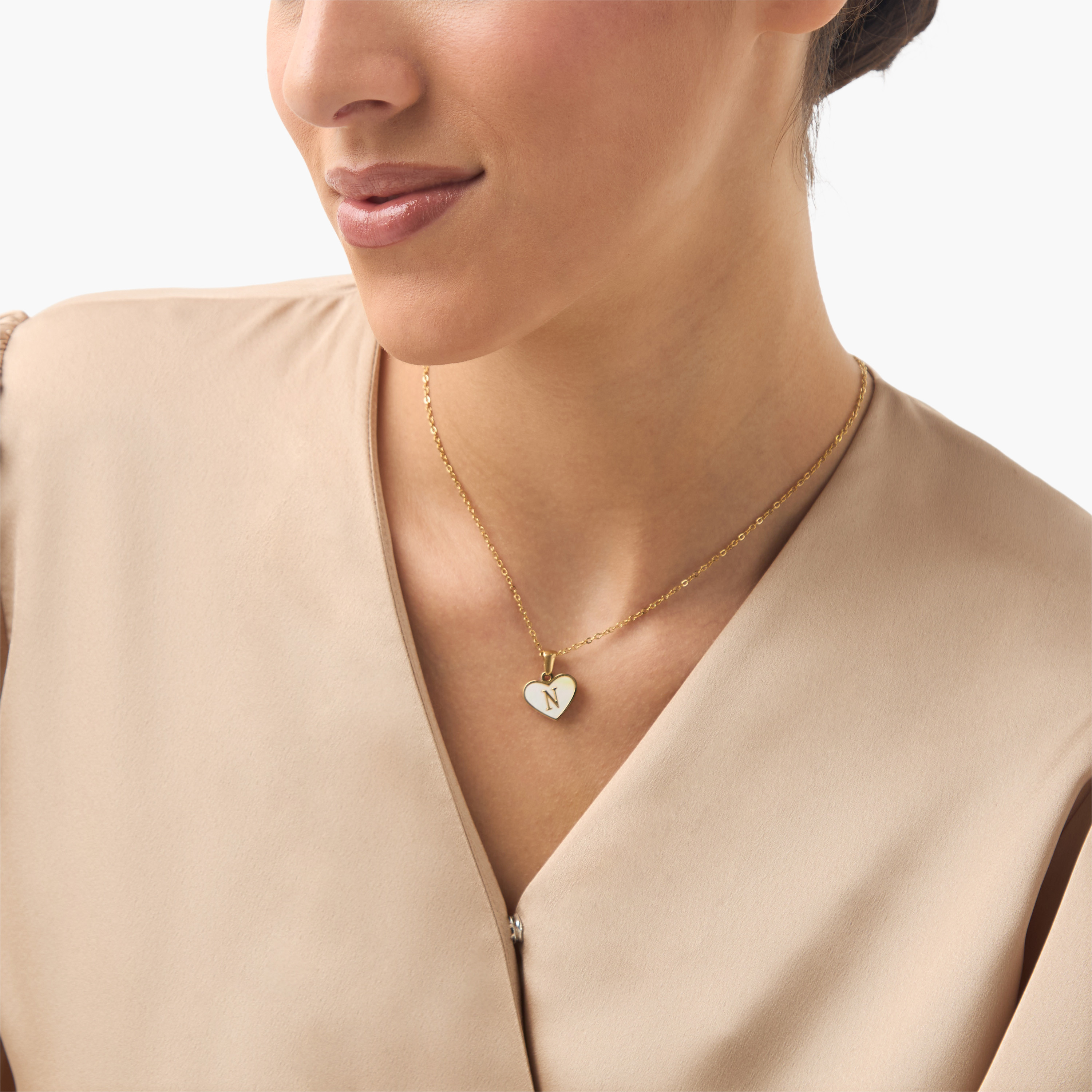 Metallic Initial N Pendant Necklace with Lobster Clasp Closure-women-watchesandjewellery-jewellery-necklacesandpendants-image-2