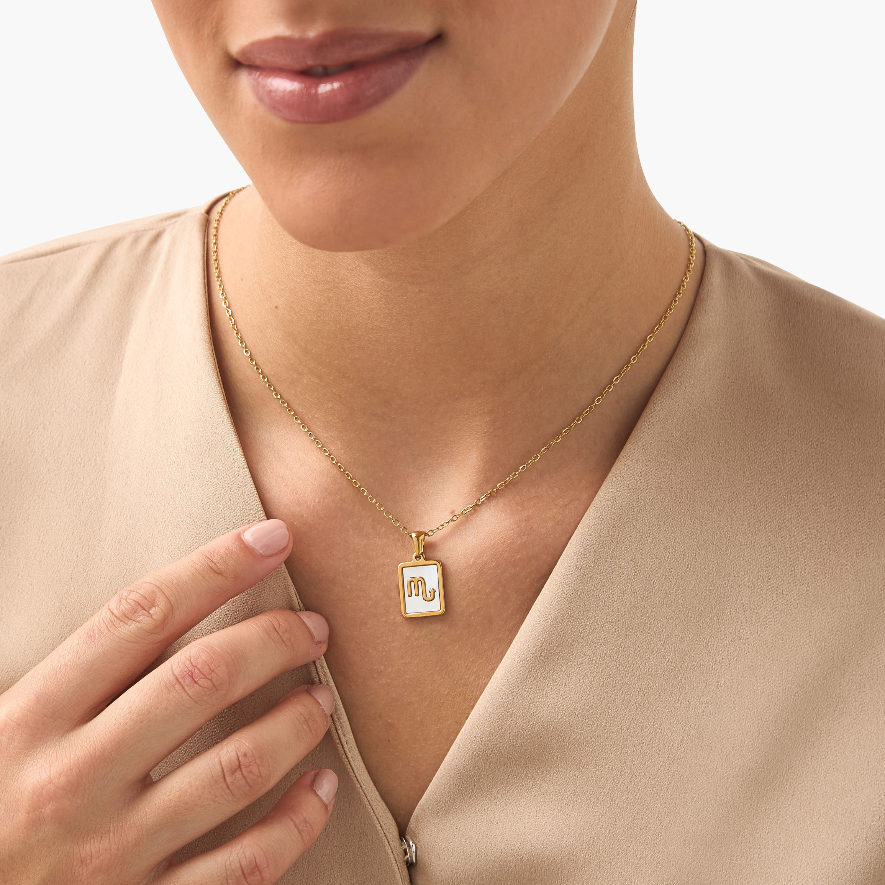 Metallic Initial M Pendant Necklace with Lobster Clasp Closure-women-watchesandjewellery-jewellery-necklacesandpendants-image-2