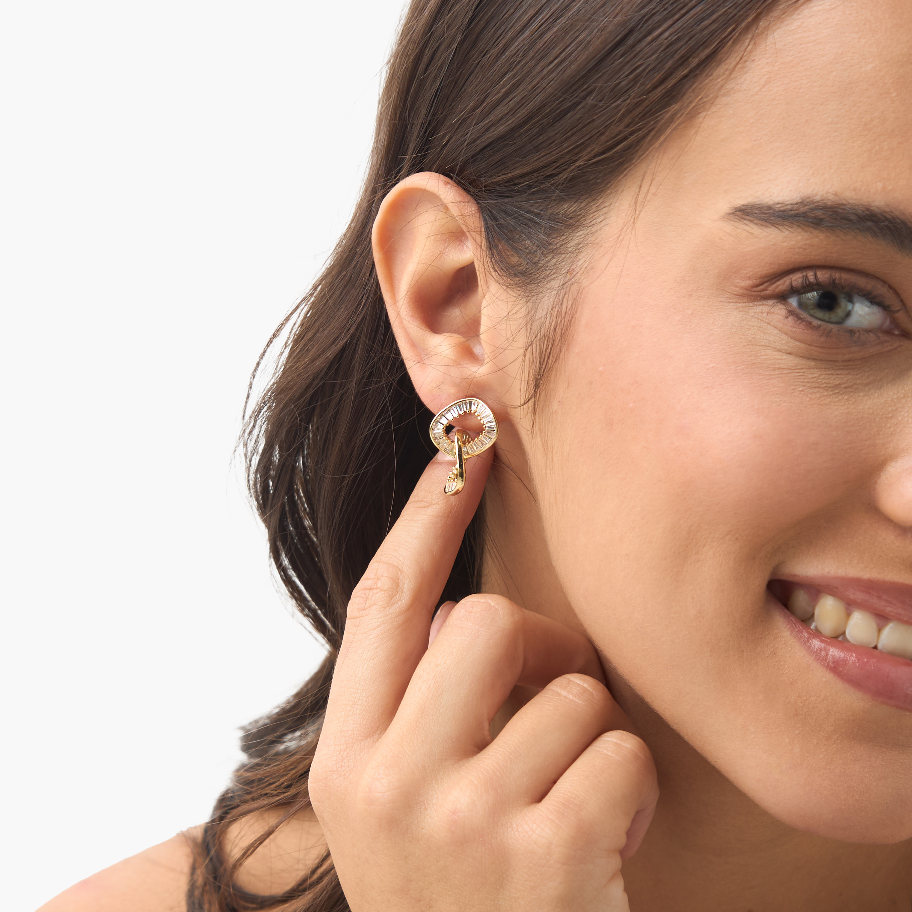 Stone Embellished Inter Loop Earrings with Pushback Closure-women-watchesandjewellery-jewellery-earrings-image-2