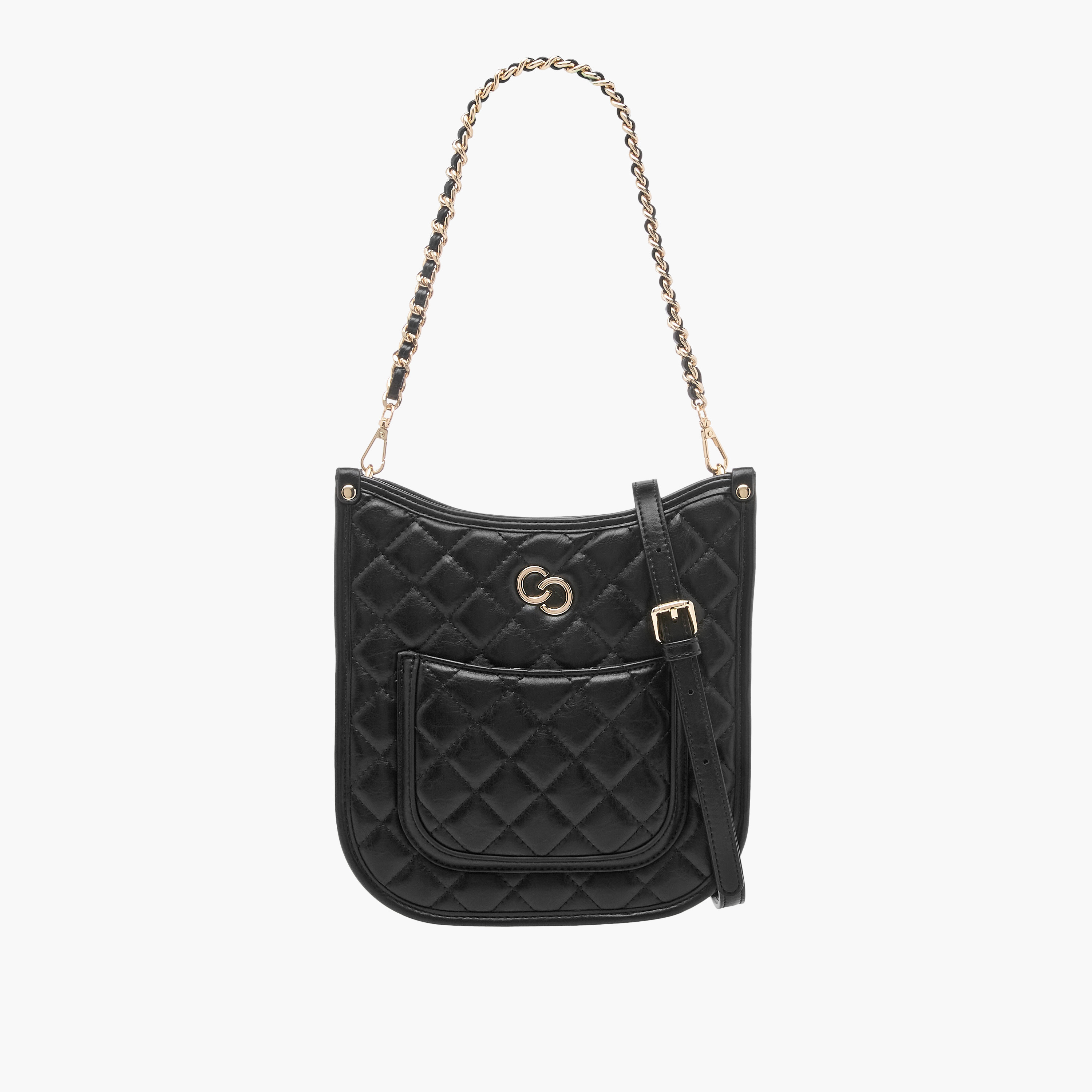 Celeste Quilted Shoulder Bag with Zip Closure and Chain Braided Strap-women-bagsandwallets-handbags-image-1