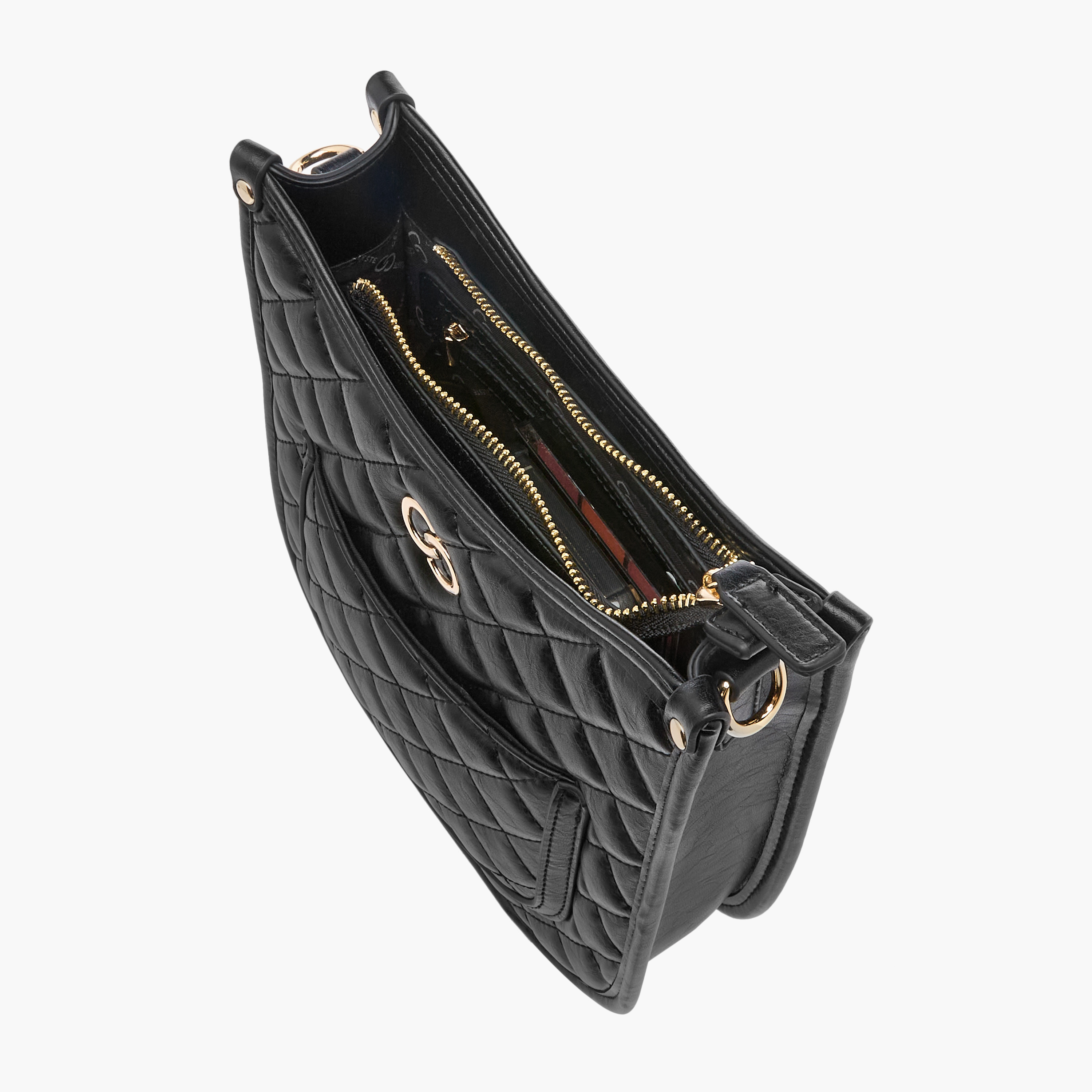 Celeste Quilted Shoulder Bag with Zip Closure and Chain Braided Strap-women-bagsandwallets-handbags-image-7